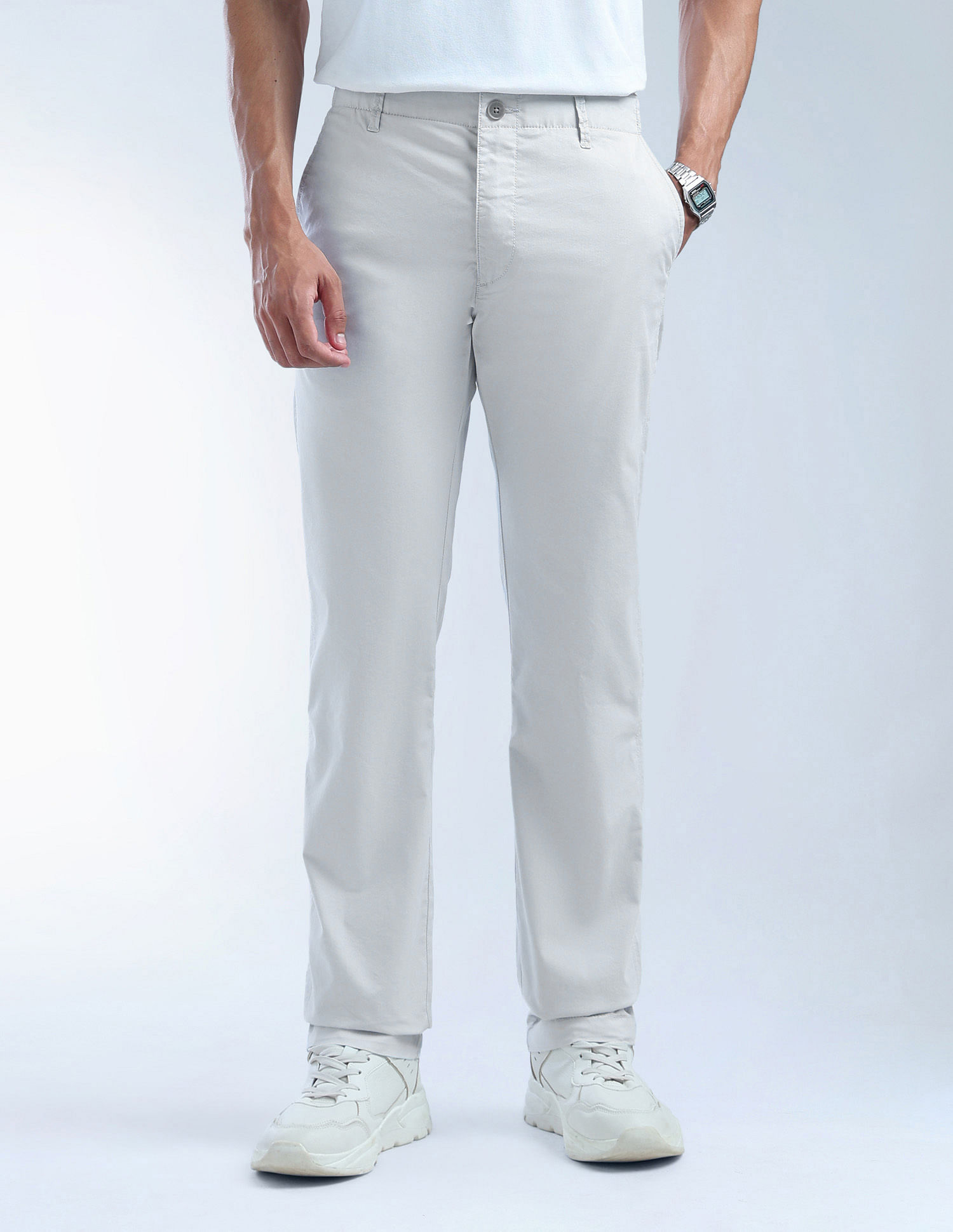 Flying Machine F-Jango Straight Fit Solid Twill Trousers