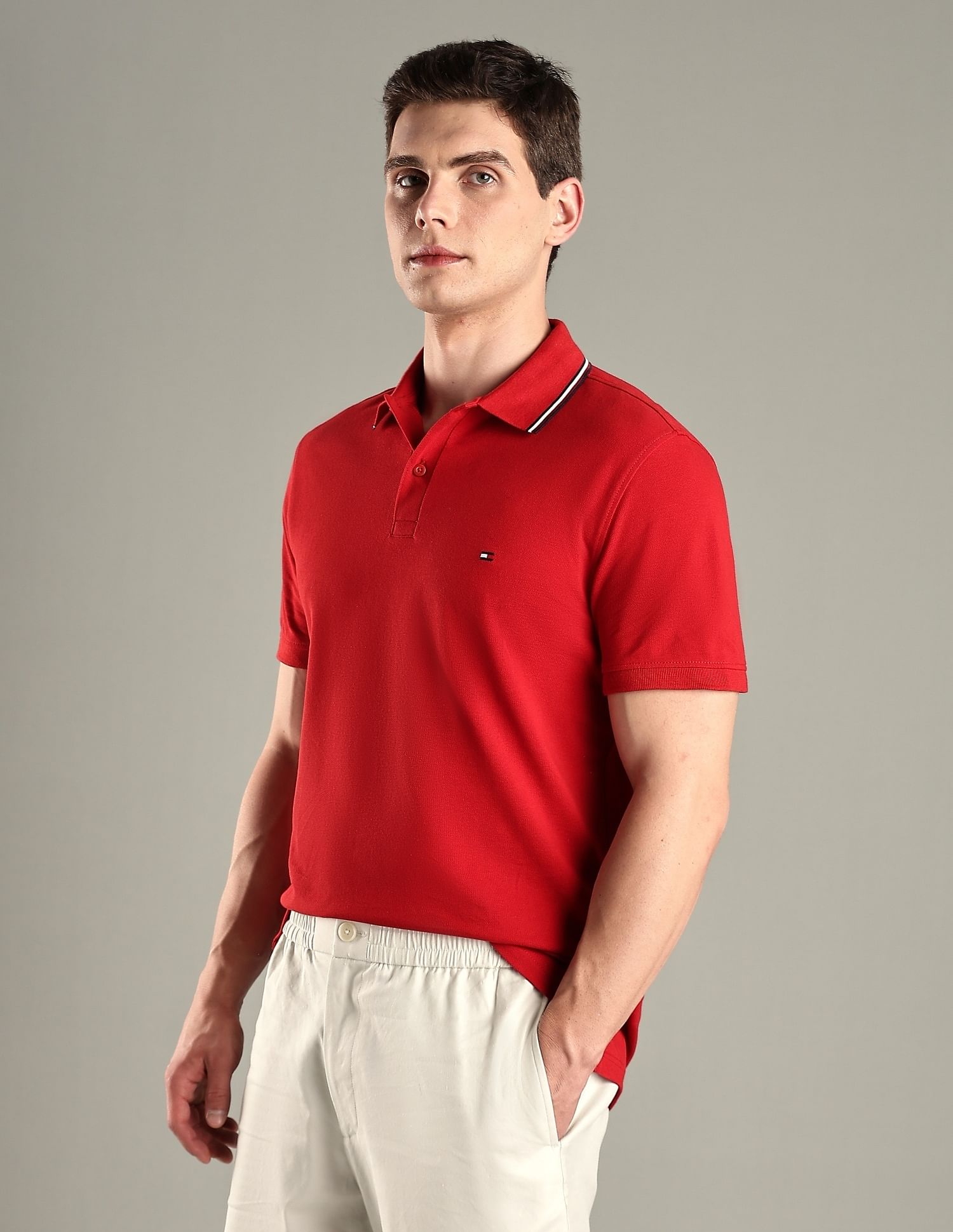 Tommy Hilfiger Solid Regular-Fit Cotton Polo T-Shirt