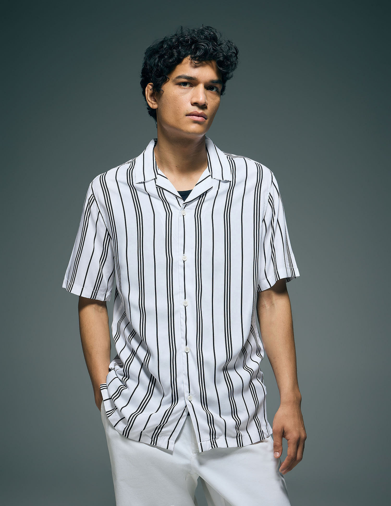 Flying Machine Vertical Striped Original Cuban Shirt