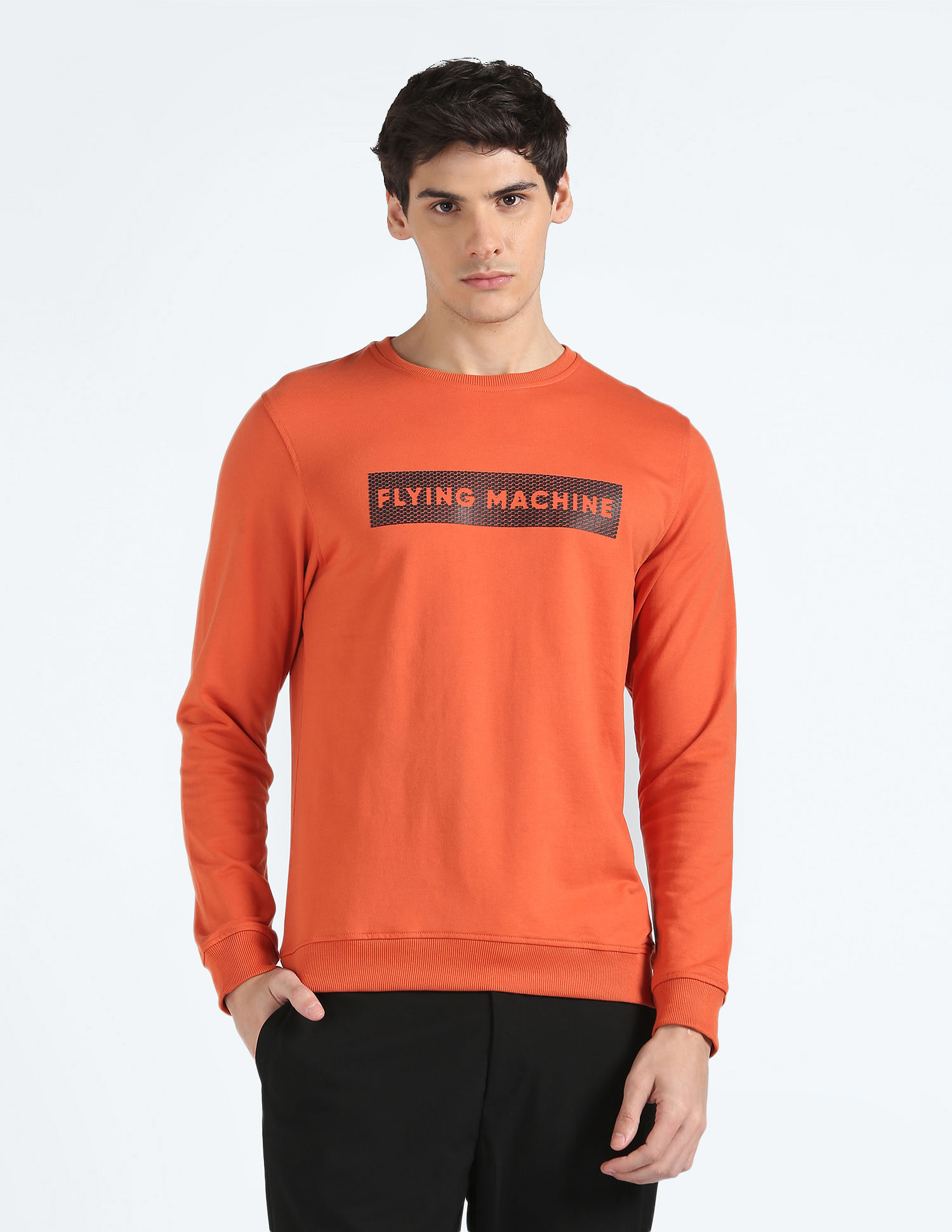 Flying Machine Crew Neck Typographic Print Sweatshirt
