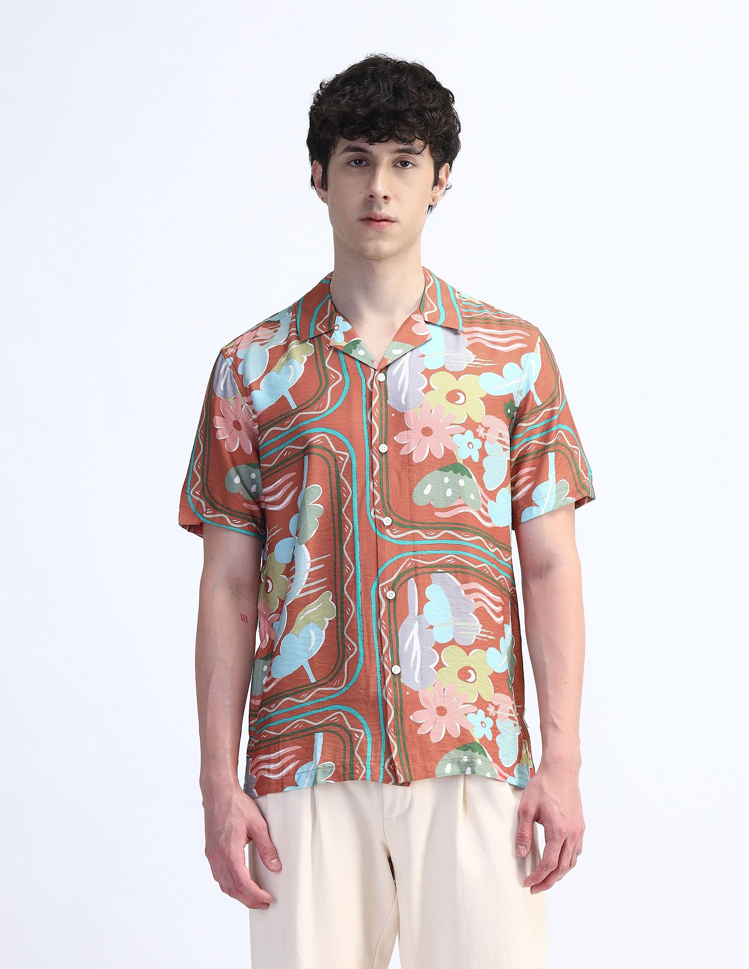 Flying Machine Kiddult Floral Pattern Shirt