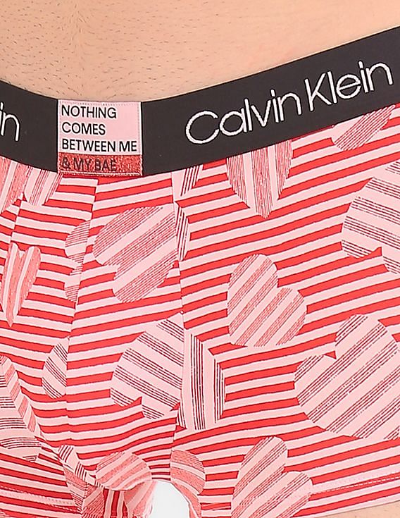 Buy Calvin Klein Underwear Men Pink Allover Heart Print Low Rise Stretch  Trunks 