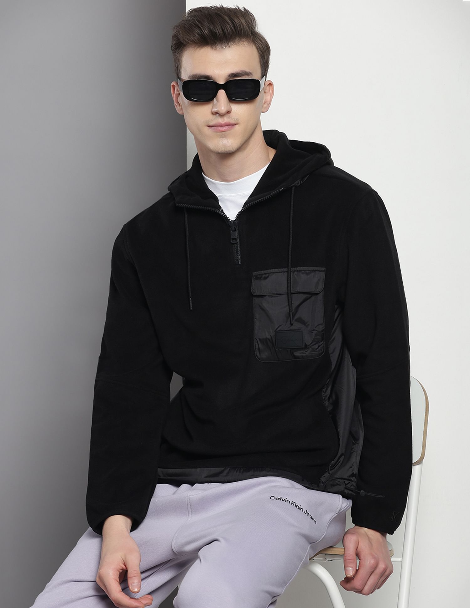 Calvin Klein Velour Hooded Sweatshirt