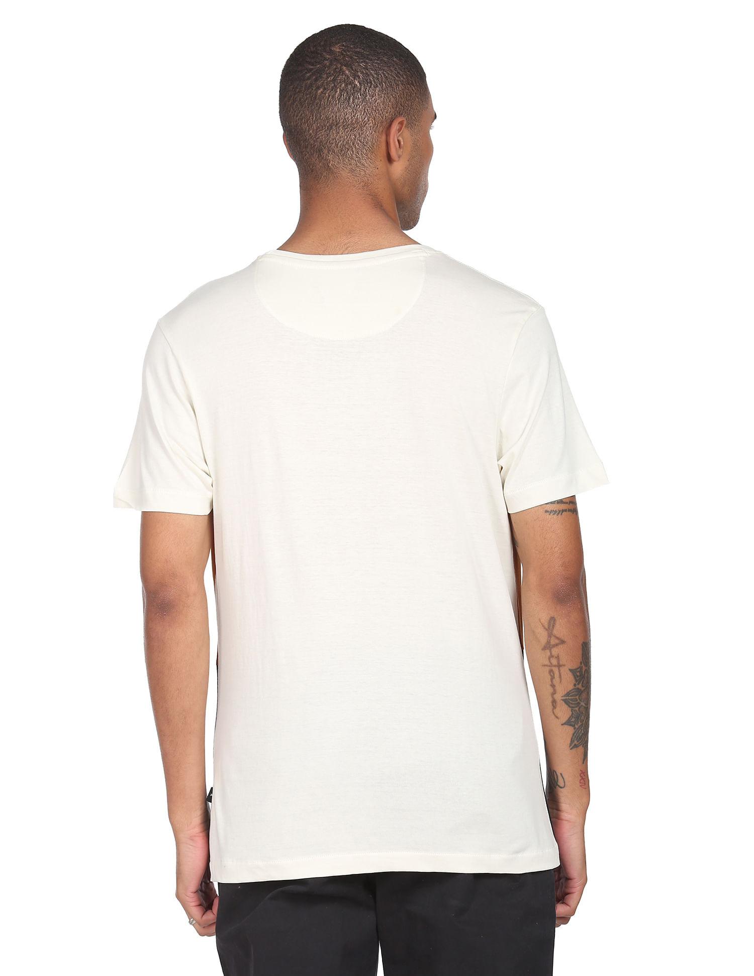 Flying Machine Crew Neck Colour Block Cotton T-Shirt