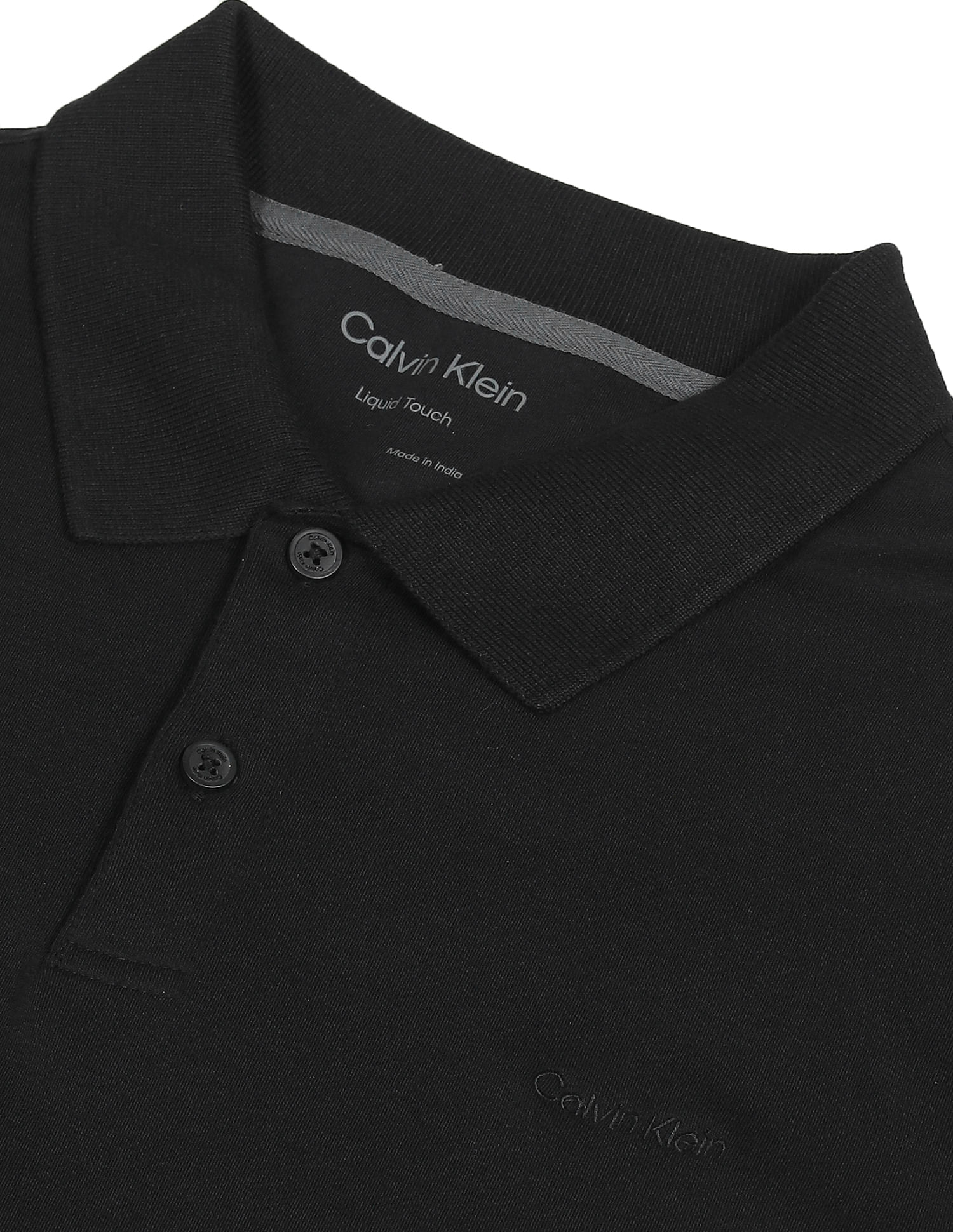 Buy Calvin Klein Men Black Pure Cotton Liquid Touch Solid Polo Shirt -  
