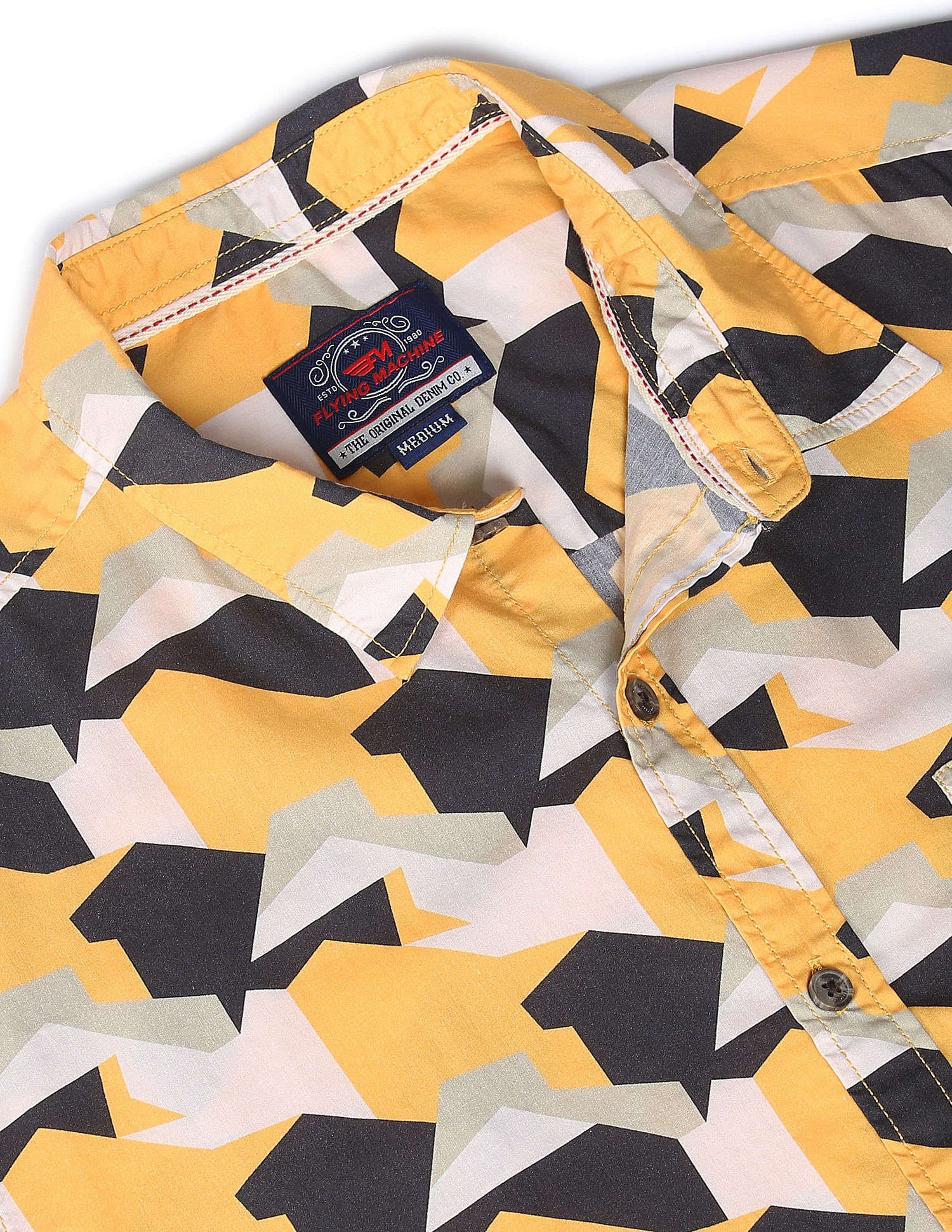 Flying Machine Abstract Print Cotton Shirt