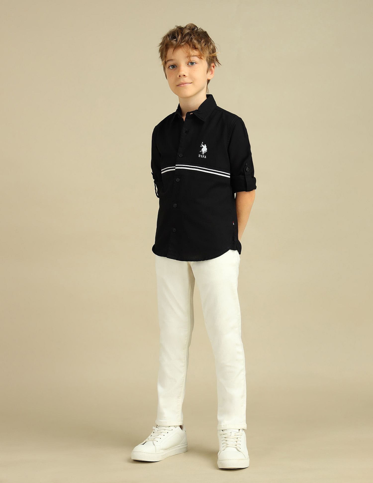 U.S. Polo Assn. Kids Boys Brand Stripe Cotton Shirt