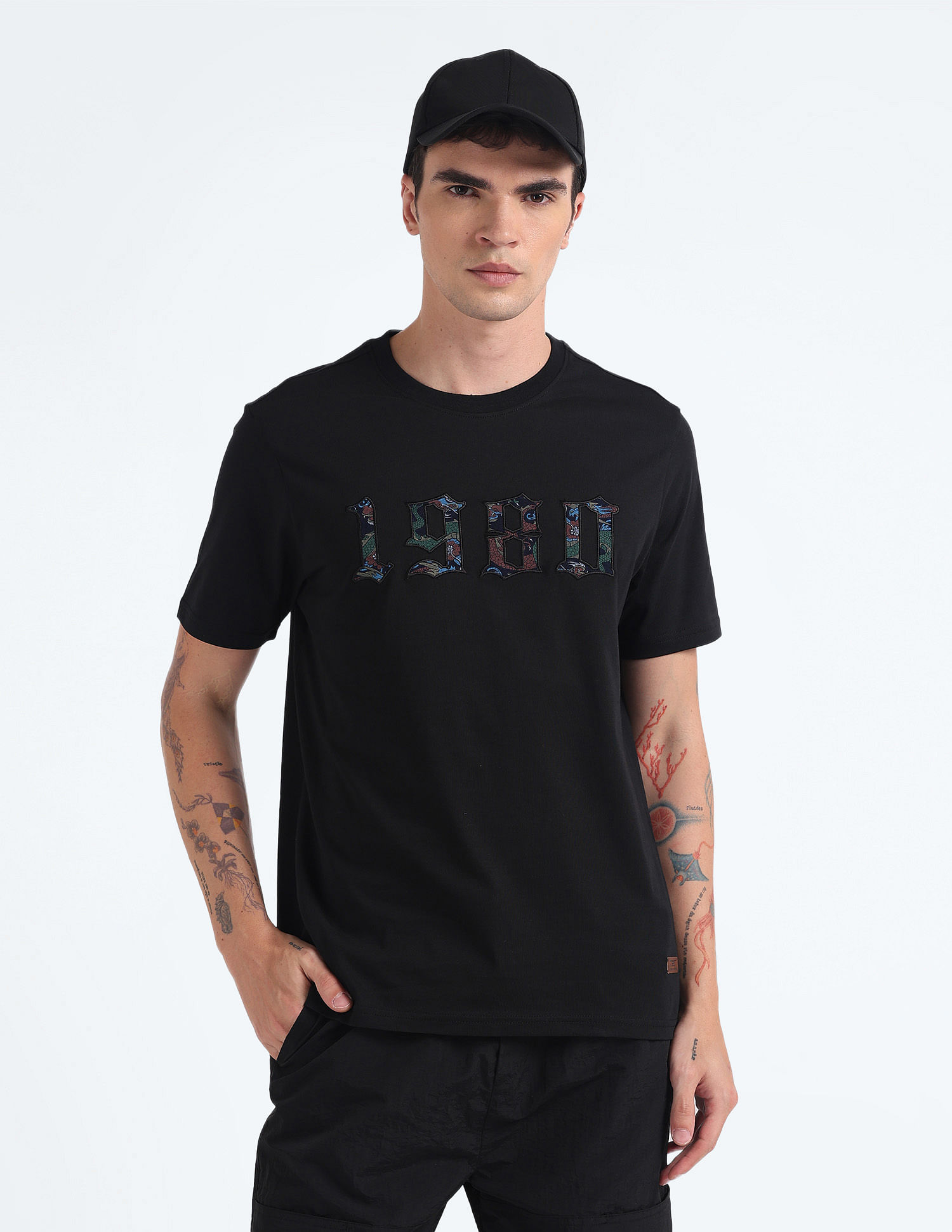 Flying Machine Pure Cotton Applique T-Shirt