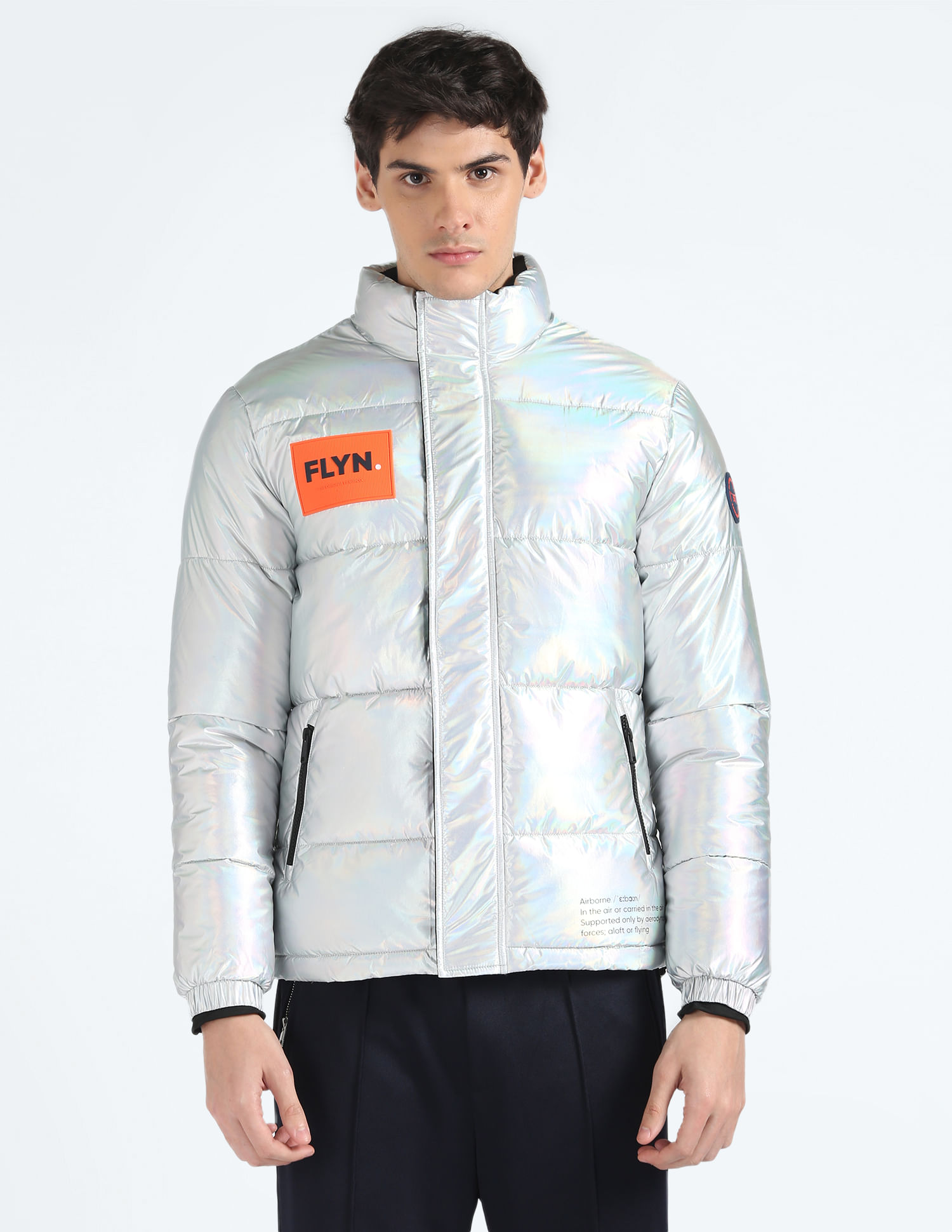 Buy Flying Machine High Neck Metallic Puffer Jacket