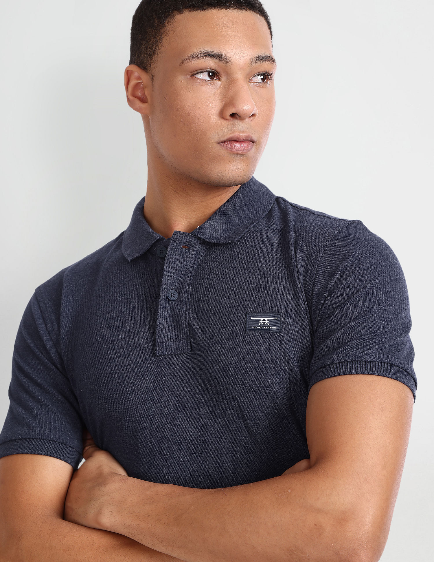 Flying Machine Solid Cotton Polo Shirt