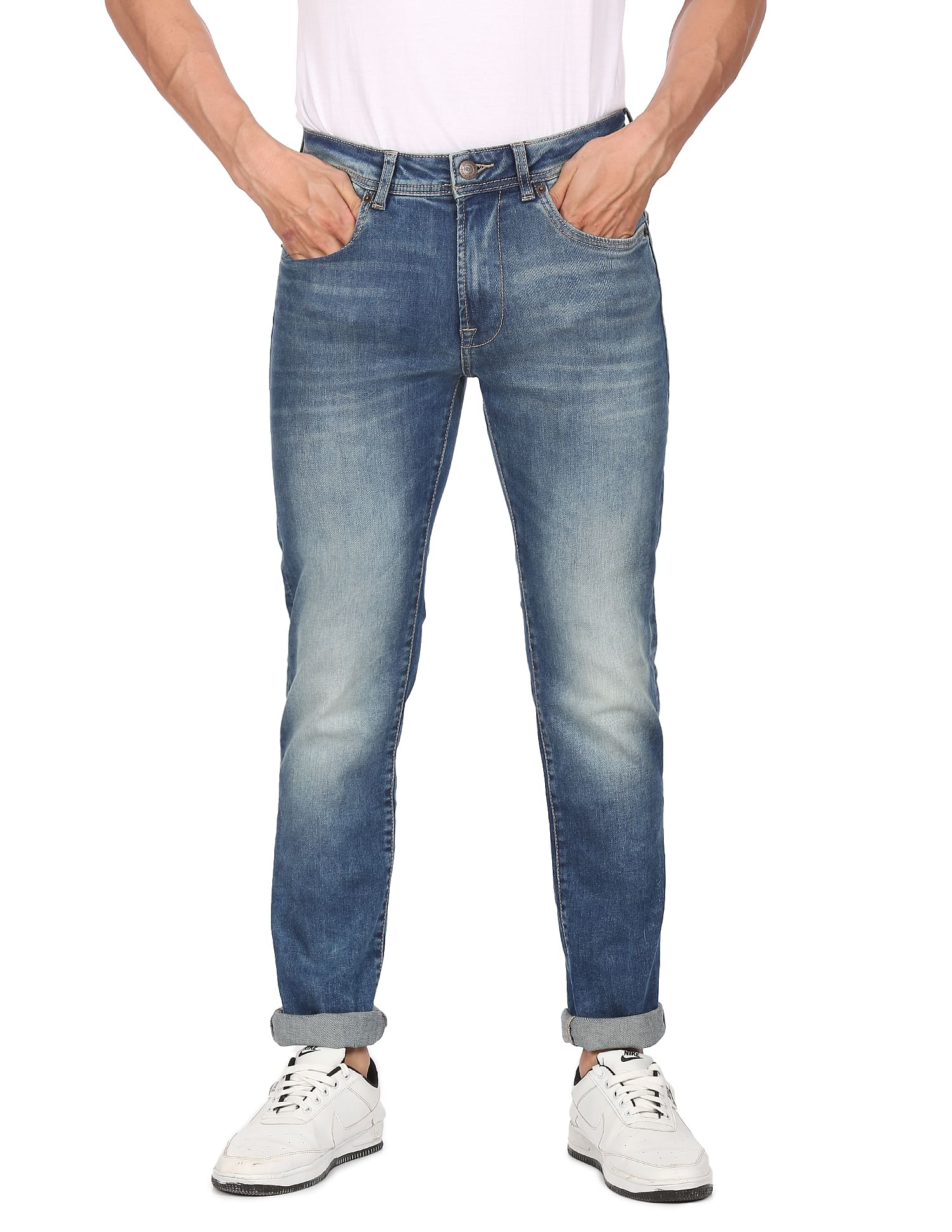 Aeropostale Men Blue Tapered Fit Stone Wash Jeans