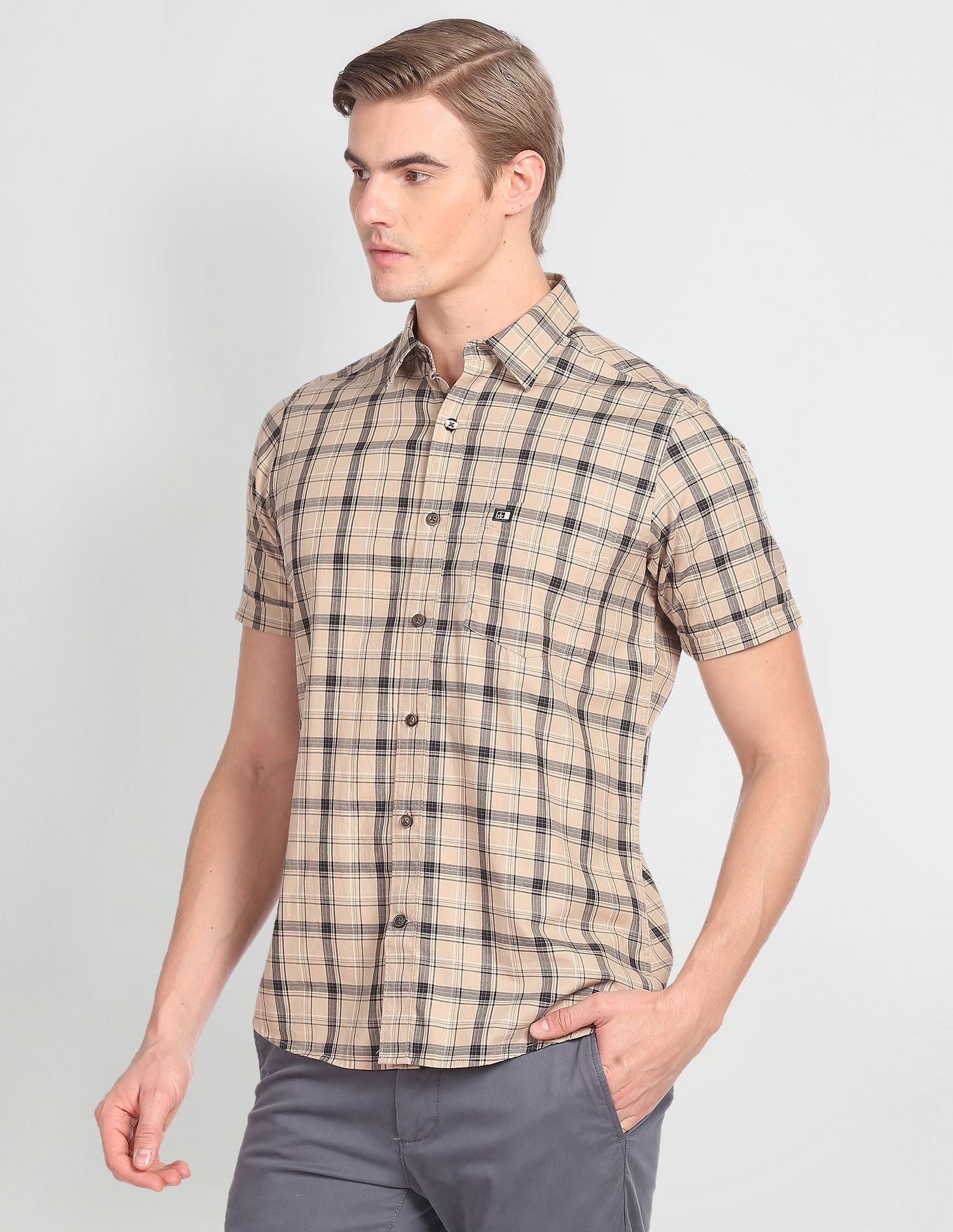 Arrow Sports Tartan Check Twill Casual Shirt