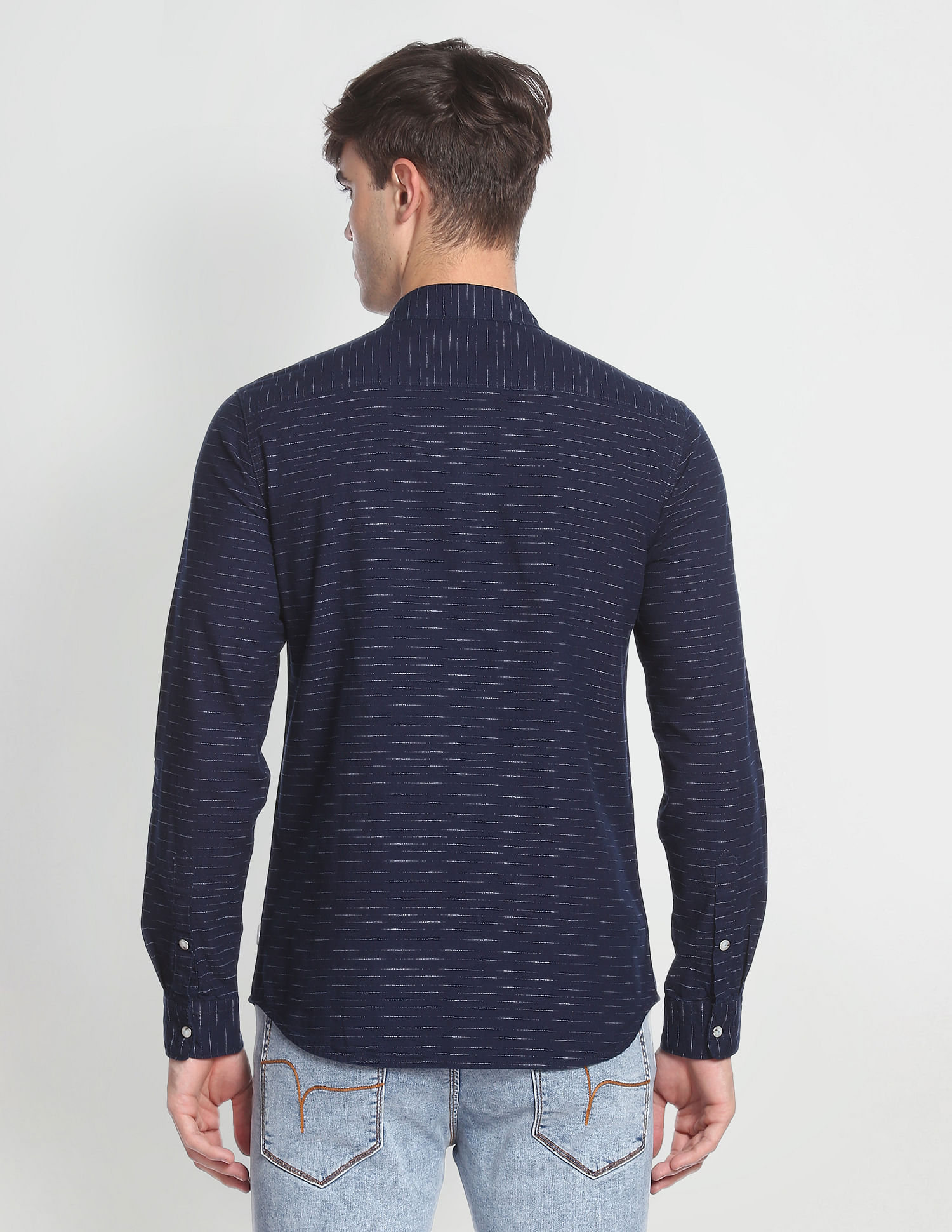 Flying Machine Horizontal Stripe Cotton Shirt