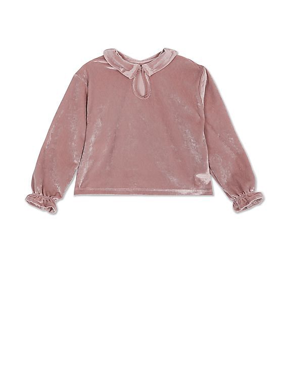U.S. Polo Assn. Kids Peter Pan Collar Velvet Top