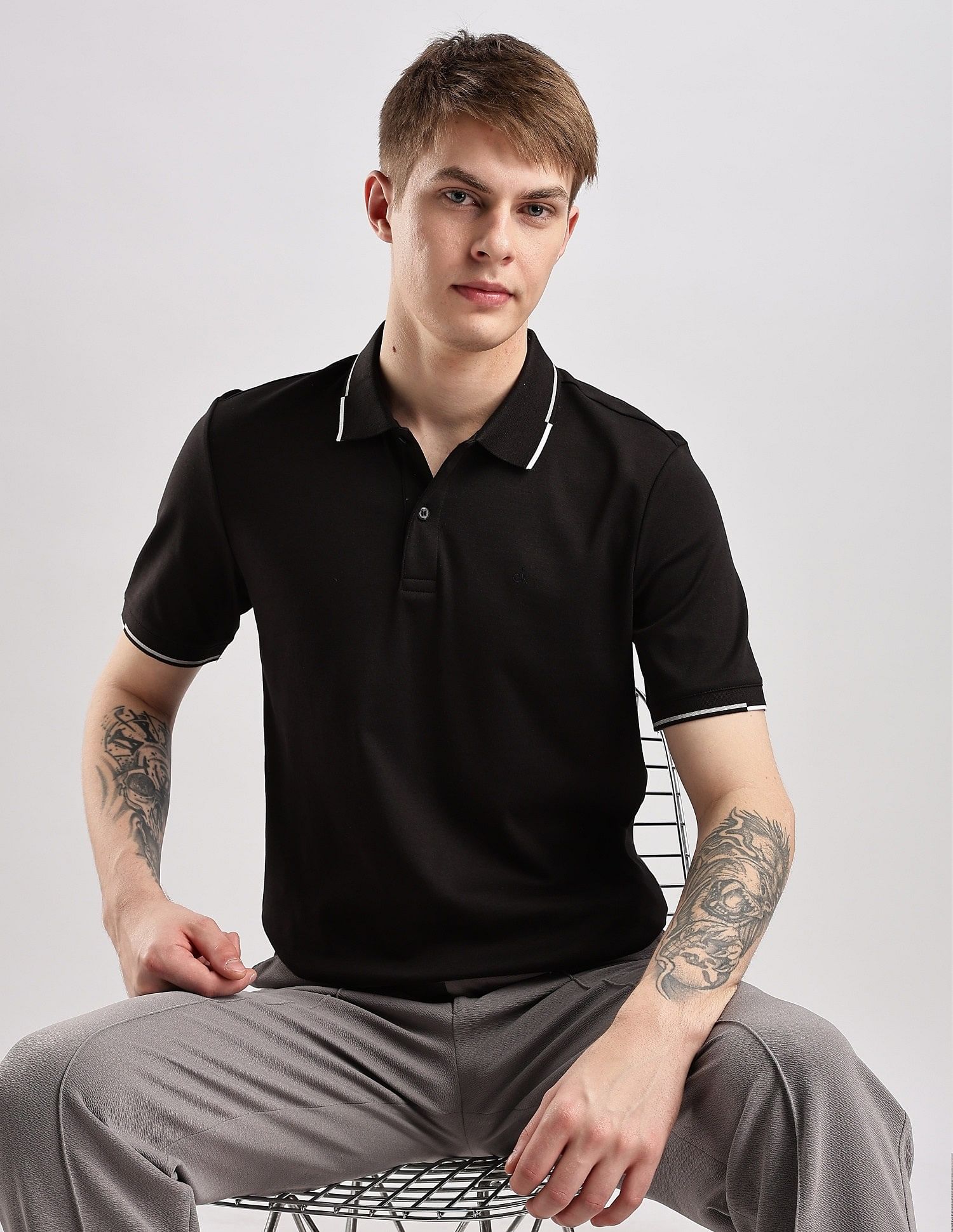 Calvin Klein Jeans Solid Slim Fit Cotton Polo Shirt