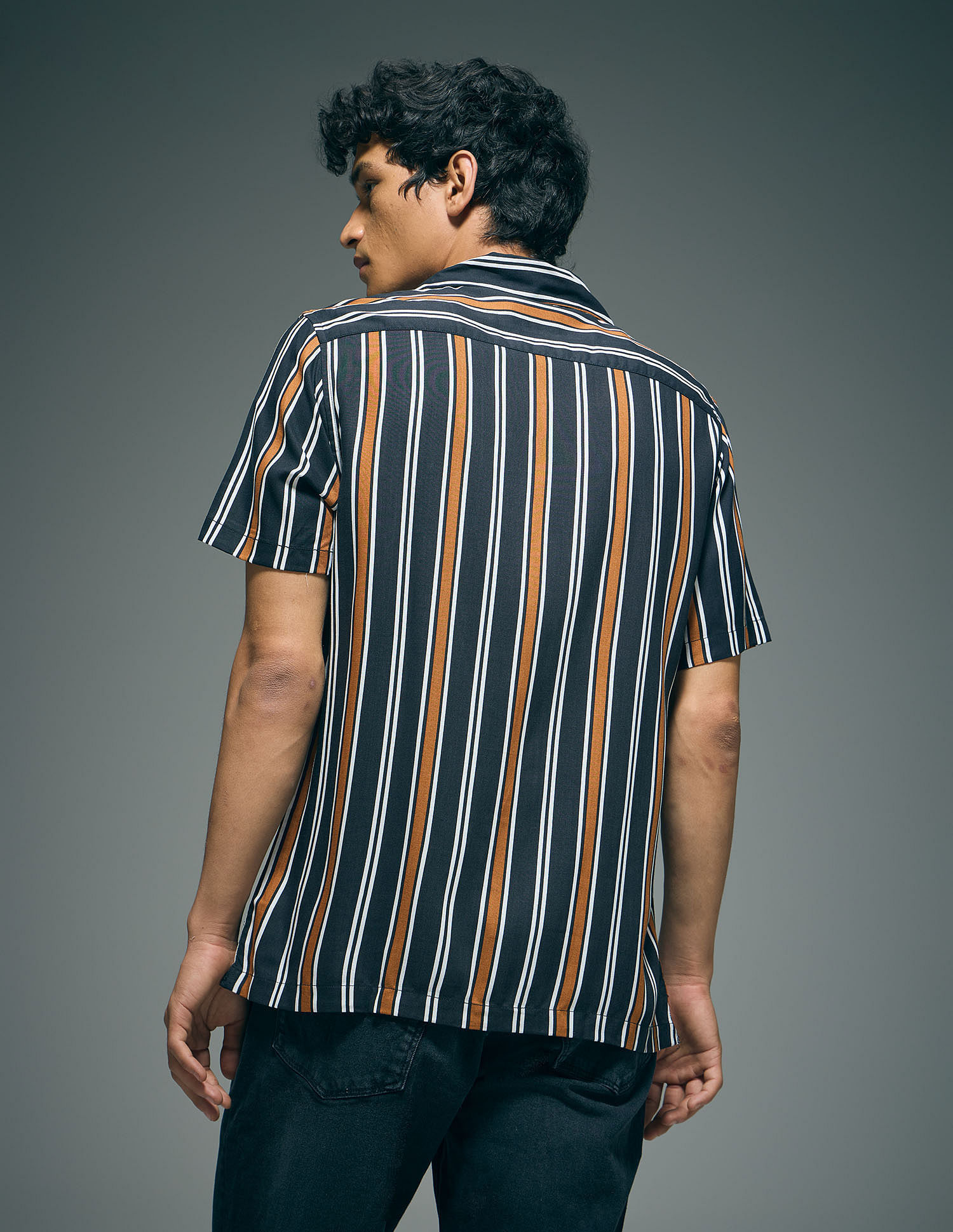 Flying Machine Vertical Stripe Viscose Shirt