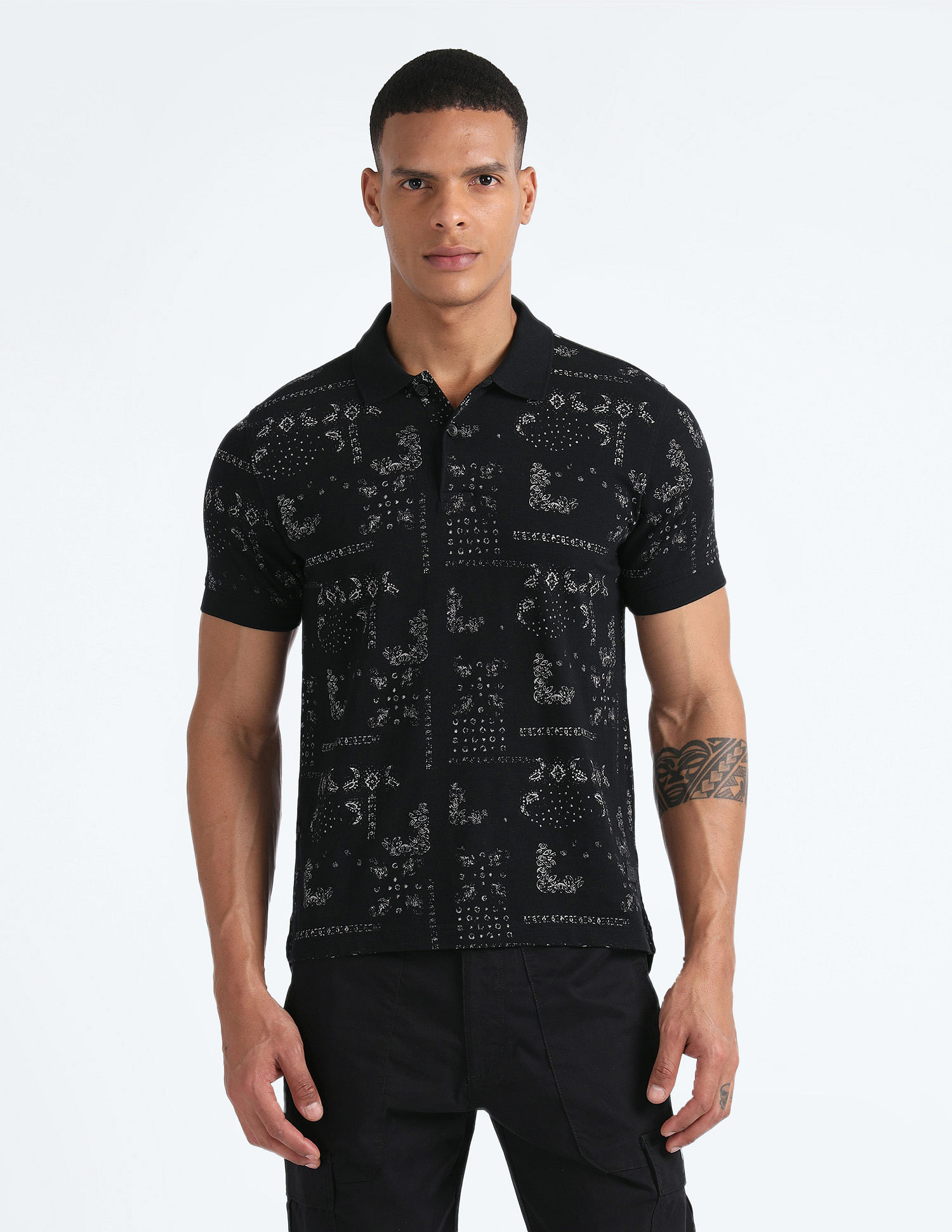 Flying Machine All Over Paisley Polo Shirt