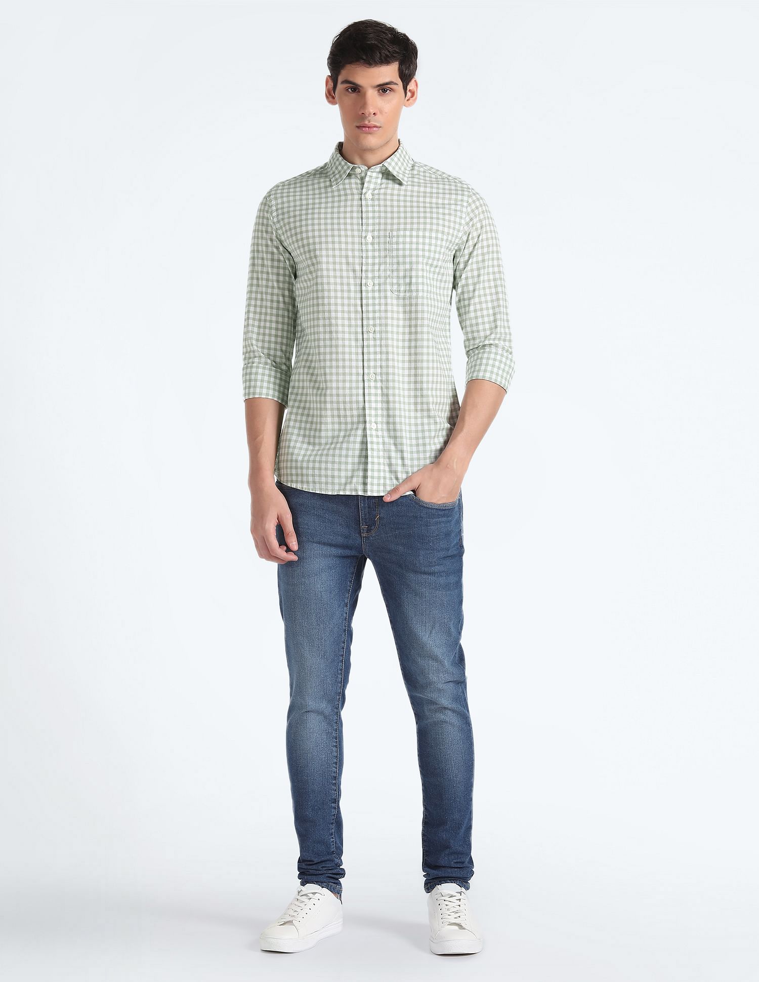 Flying Machine Spread Collar Slim Fit Shirt