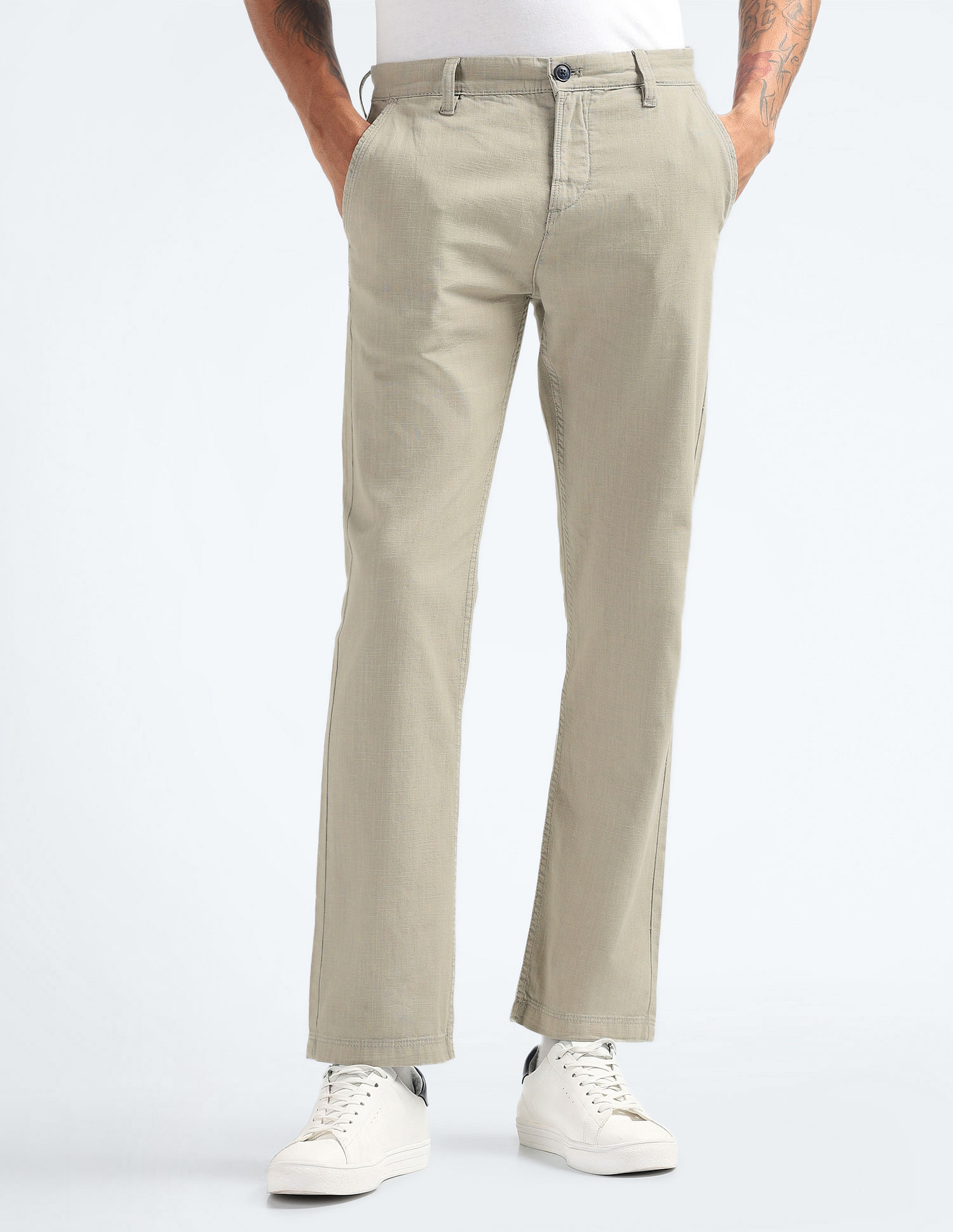Flying Machine Relaxed Straight Heathered Trousers