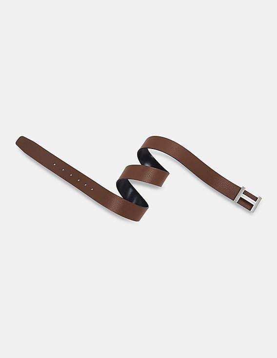 Buy Tommy Hilfiger Men Brown Signature H Buckle Textured  display picture 1