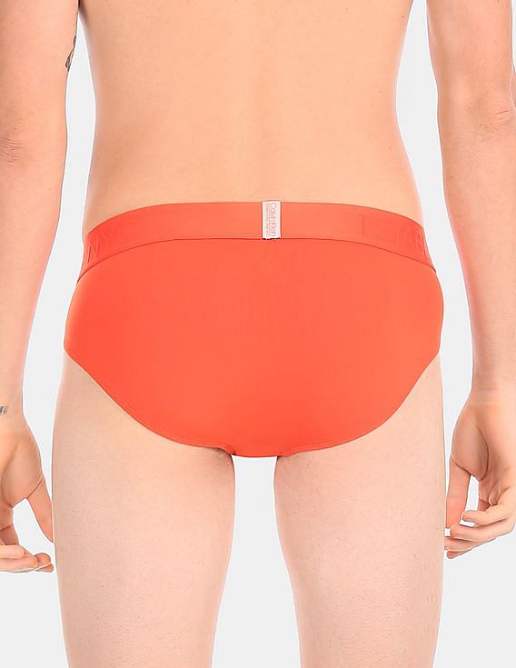 Calvin Klein Underwear Men Orange Elasticized Waist Solid Hip Briefs