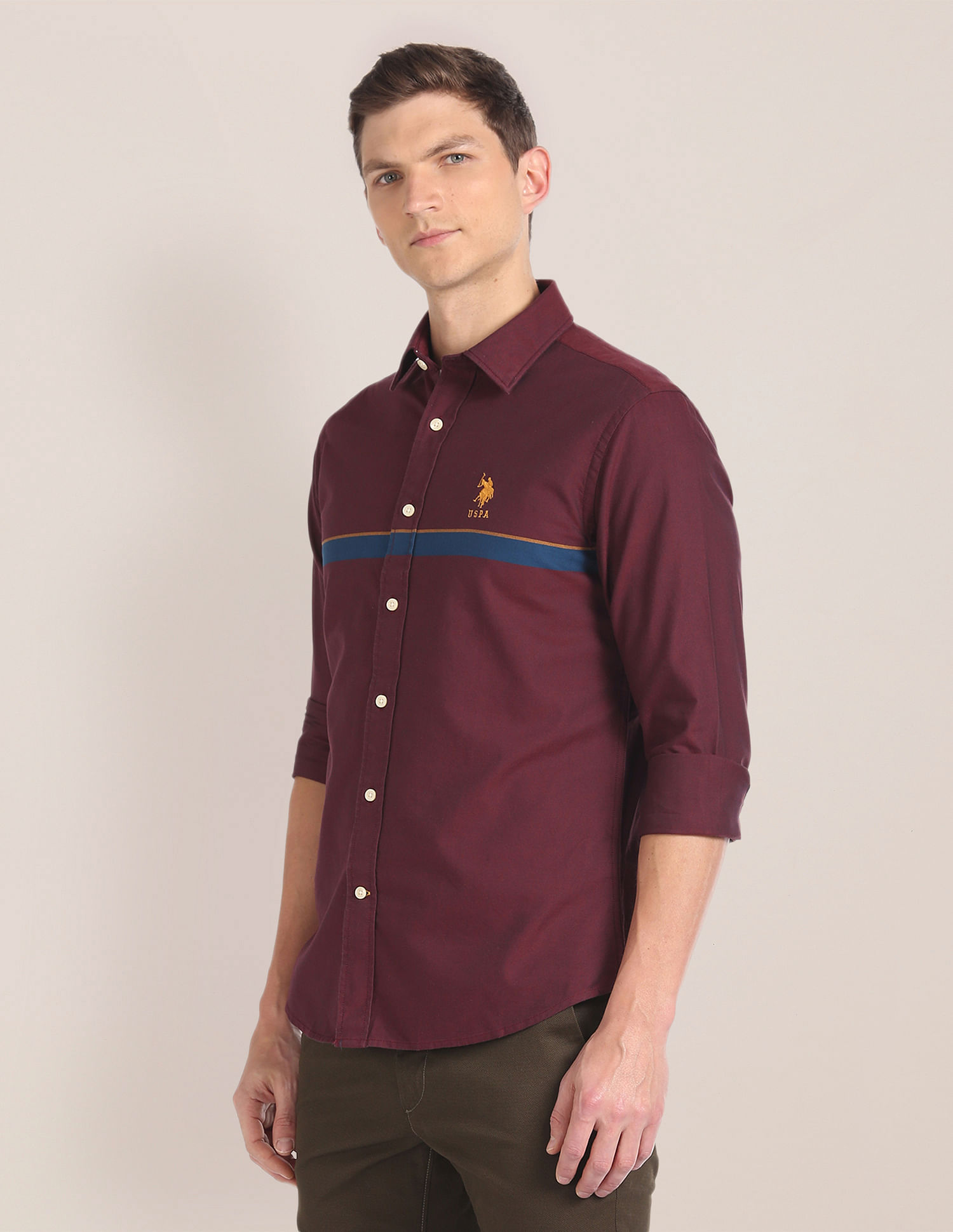 U.S. Polo Assn. Horizontal Stripe Cutaway Collar Shirt