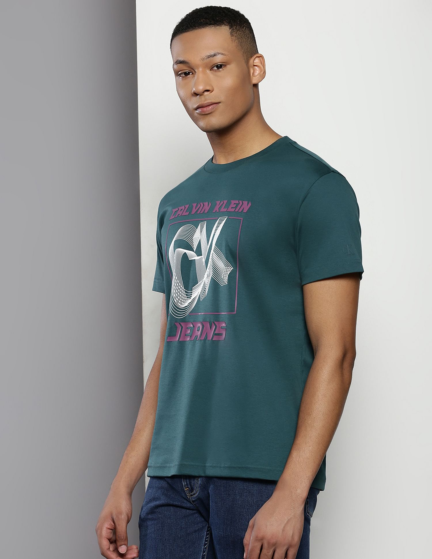 Calvin Klein Crew Neck Monogram Print T-Shirt