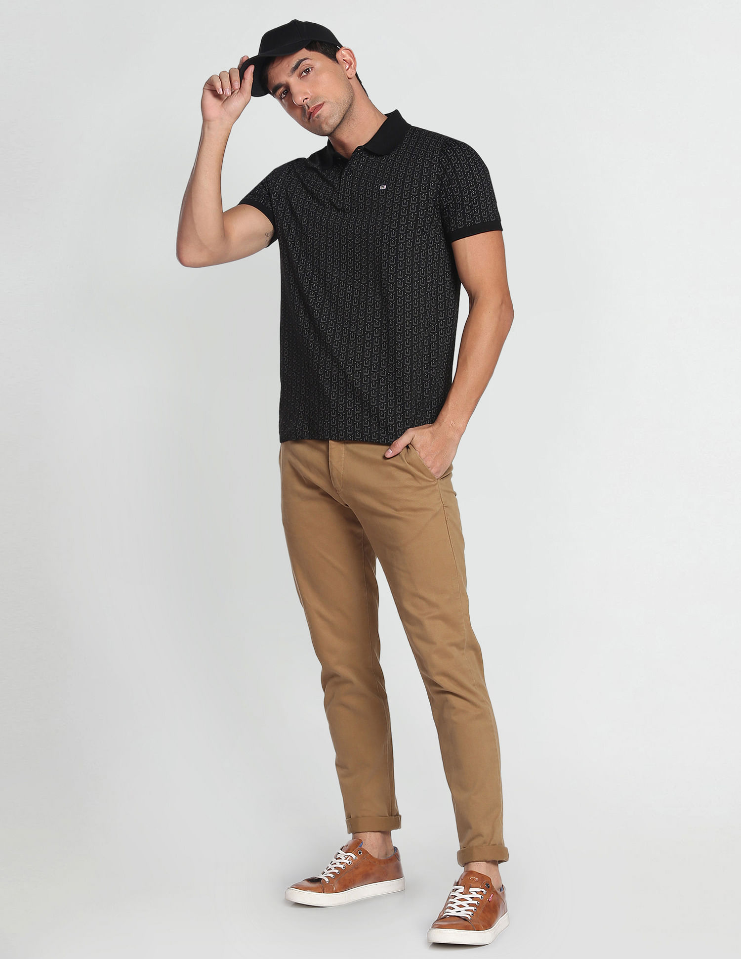 Arrow Sports All Over Print Cotton Polo T-Shirt