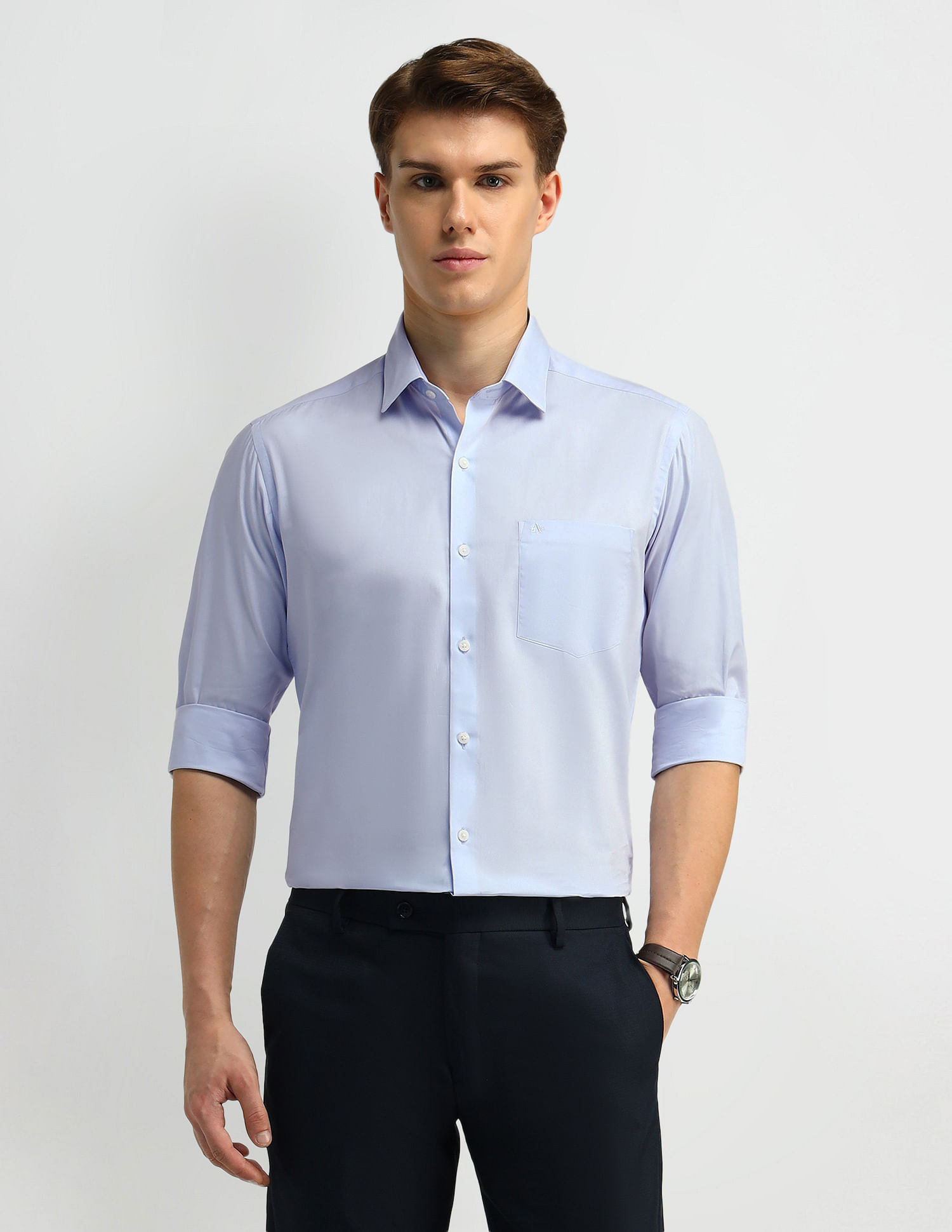 Arrow Solid Manhattan Slim Fit Shirt