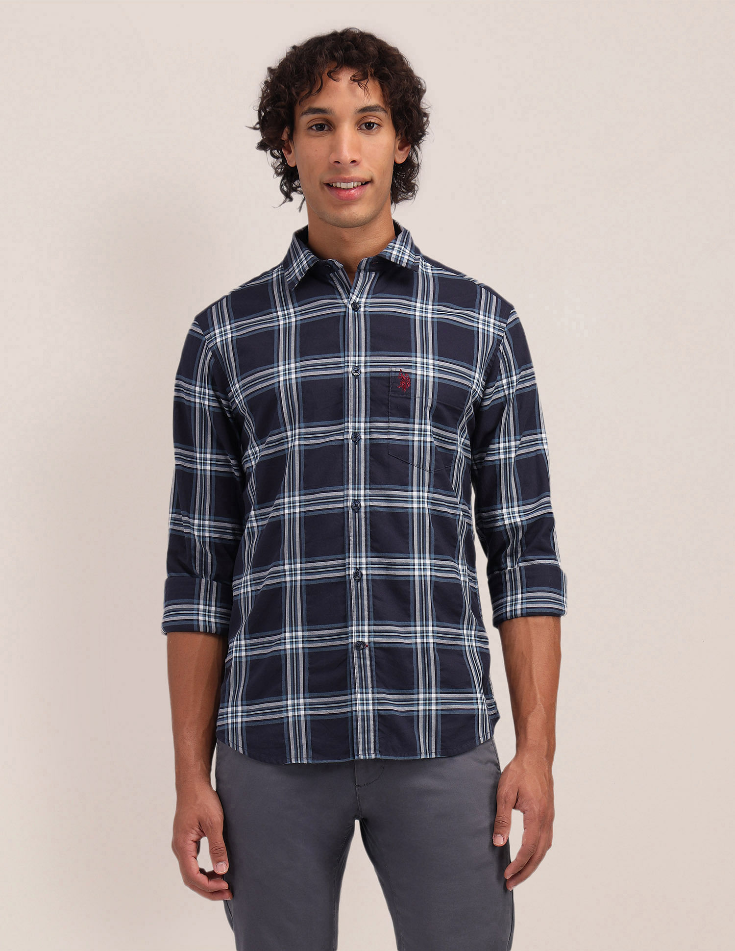 U.S. Polo Assn. Grid Tattersall Checked Twill Shirt