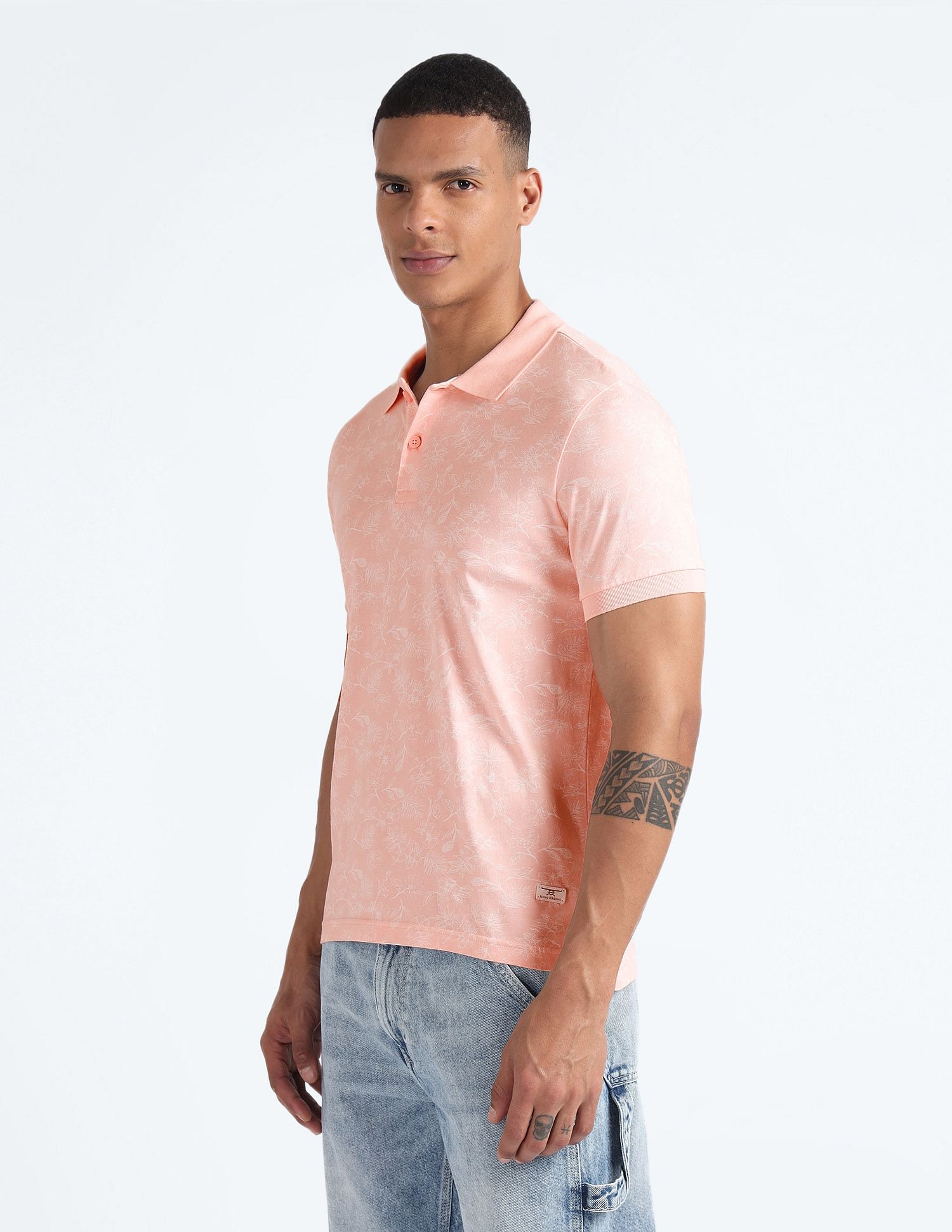 Flying Machine Cotton Floral Polo Shirt