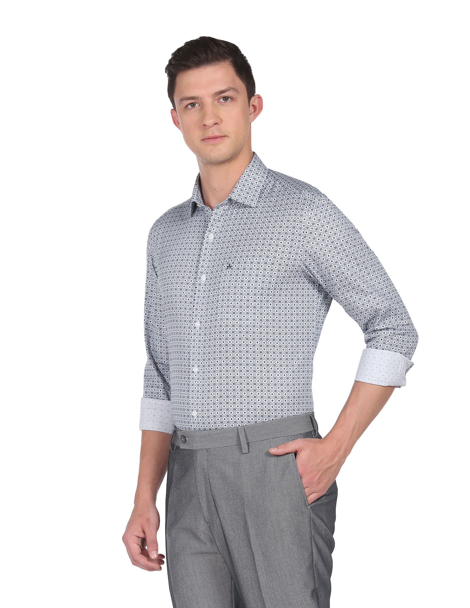 Arrow Manhattan Slim Fit Geometric Print Shirt