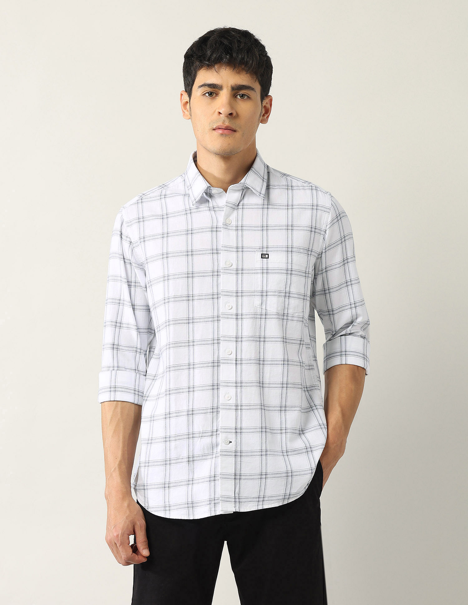 Arrow Sport Grid Tattersall Checked Pure Cotton Shirt
