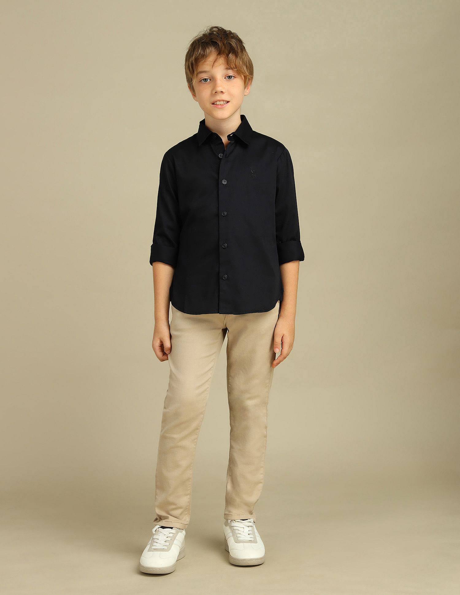 U.S. Polo Assn. Kids Boys Sateen Cotton Shirt