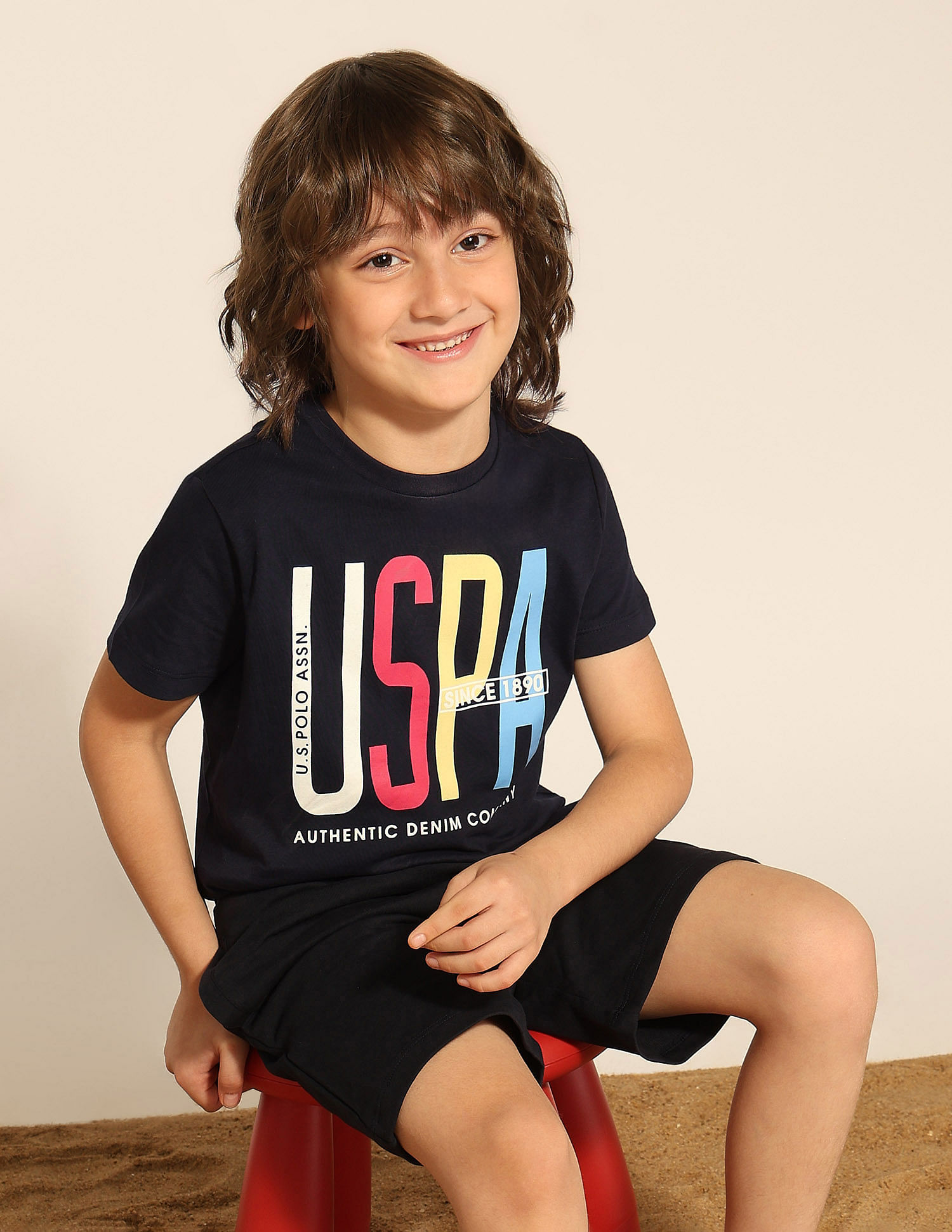 U.S. Polo Assn. Kids Boys Brand Printed Pure Cotton T-Shirt
