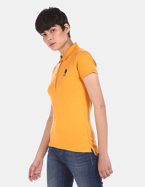 U.S. Polo Assn. Women Short Sleeve Solid Pique Polo Shirt