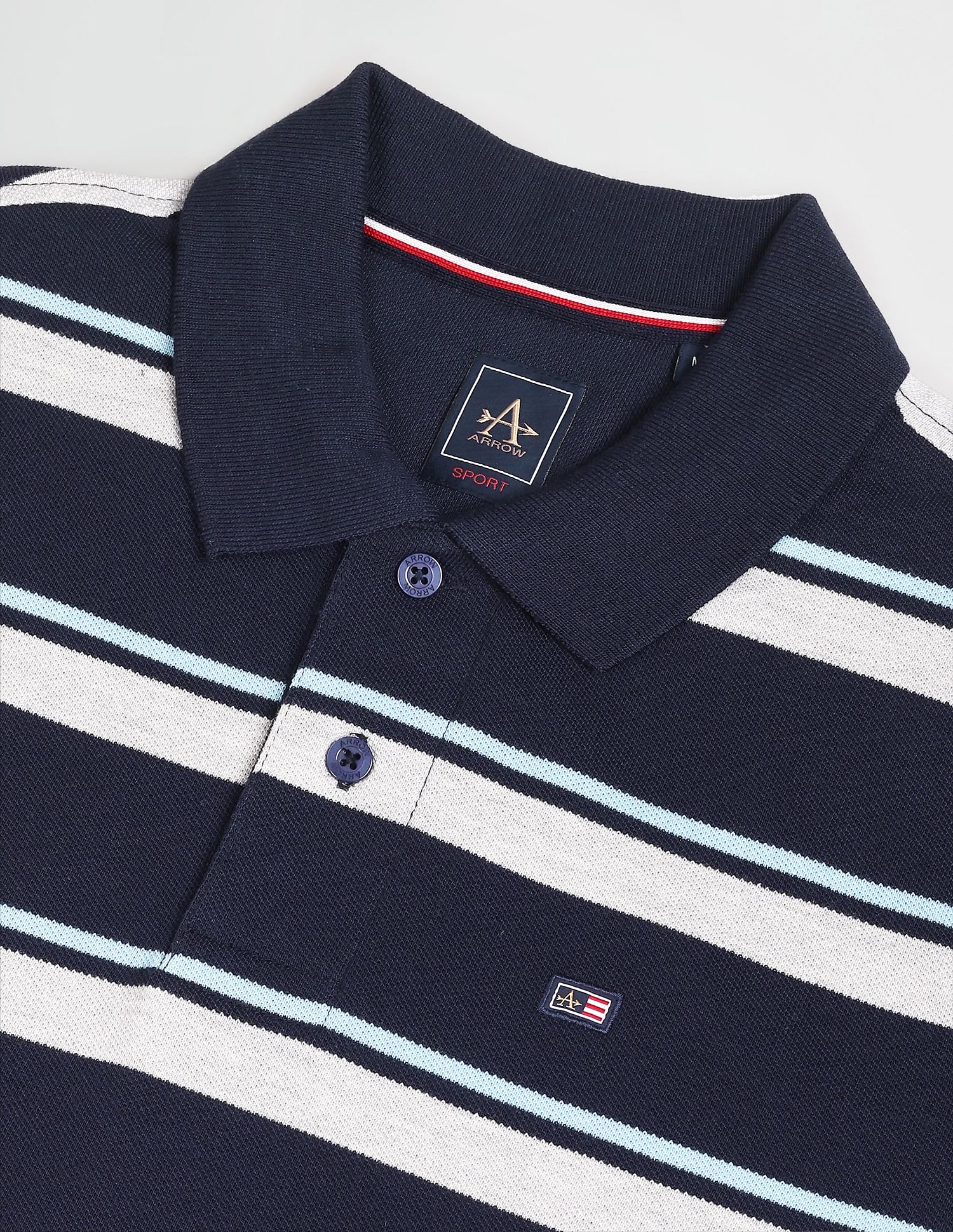 Arrow Sports Pique Striped Polo Shirt