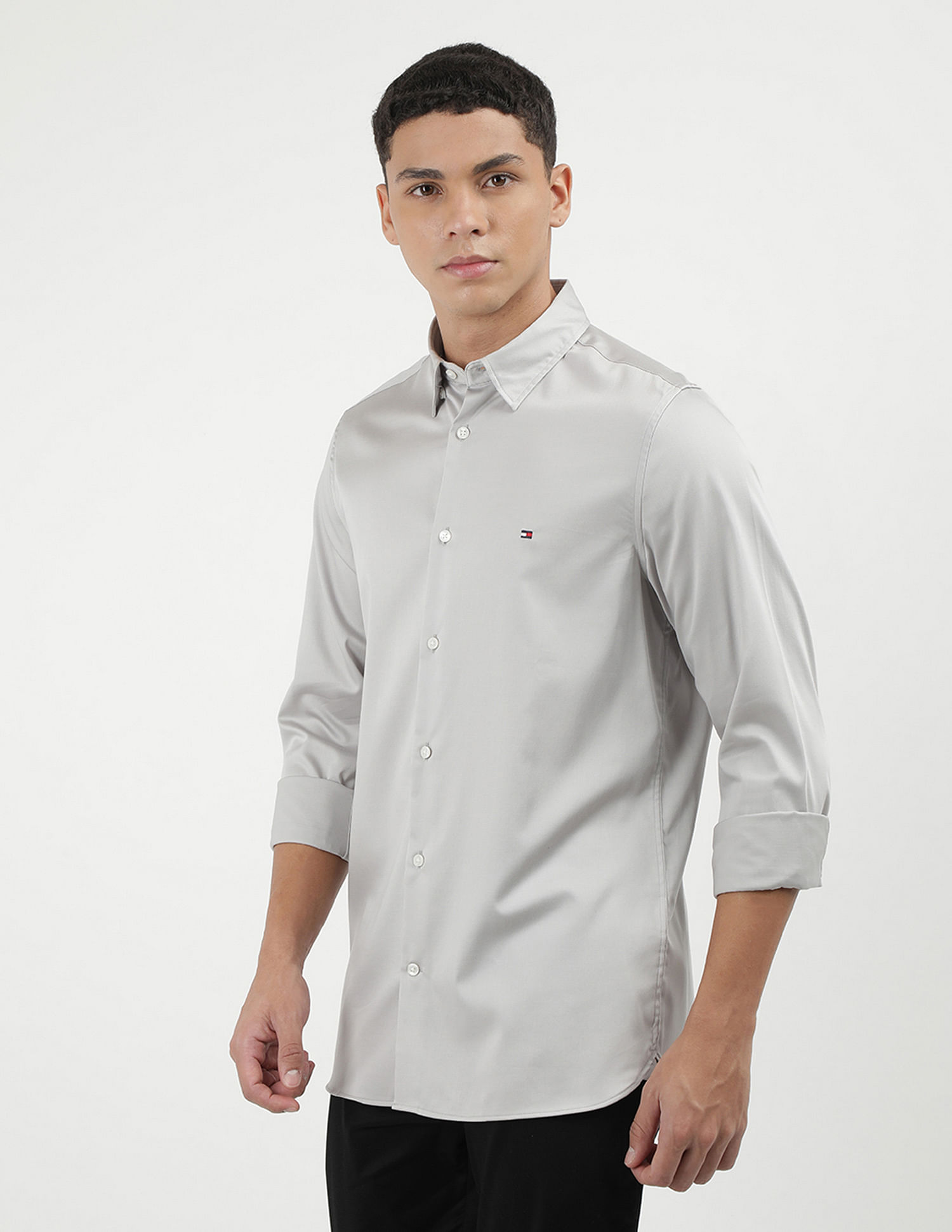 Tommy Hilfiger Sateen Solid Slim Fit Shirt