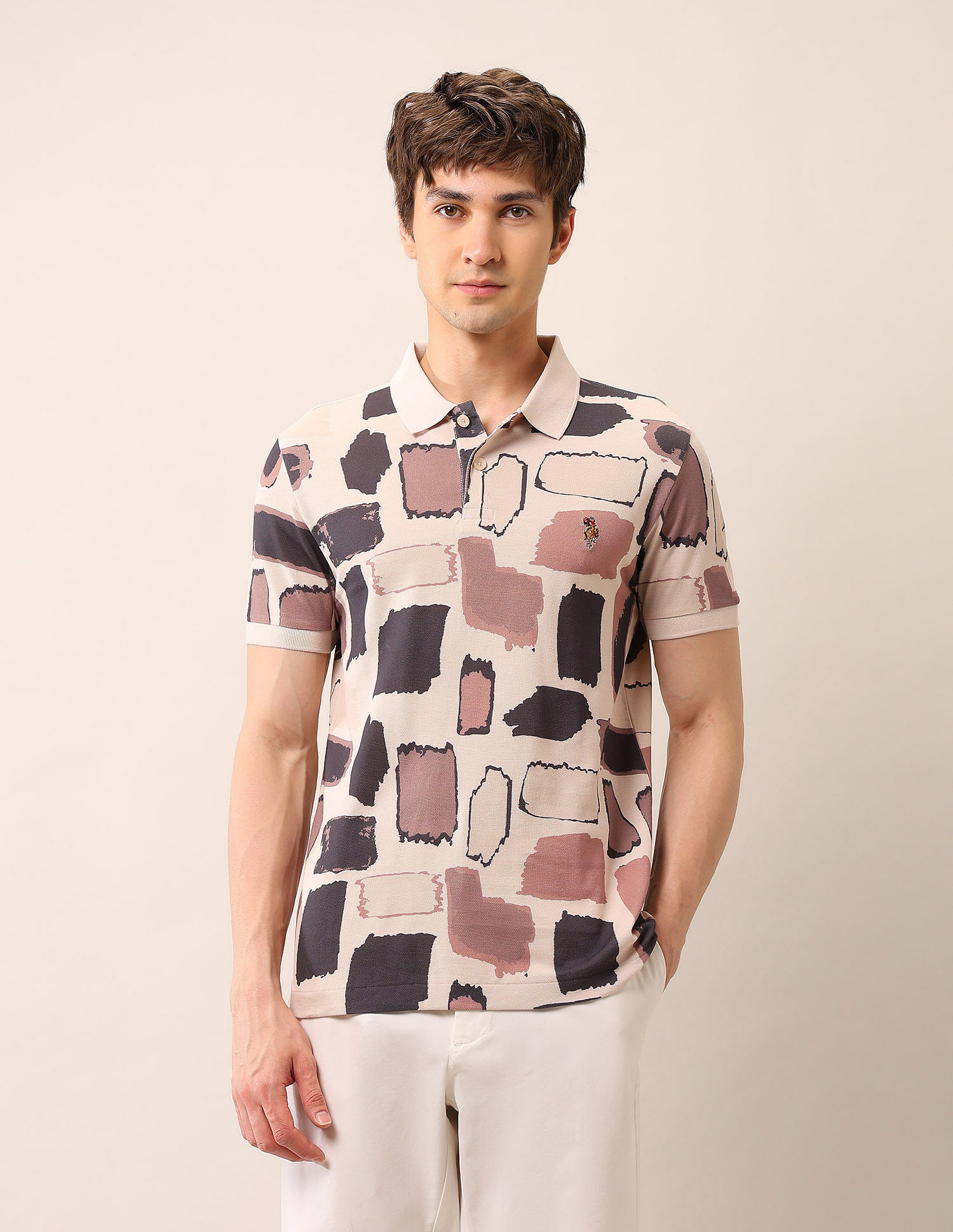 U.S. Polo Assn. Denim Co. Abstract Printed Muscle Fit Polo Shirt