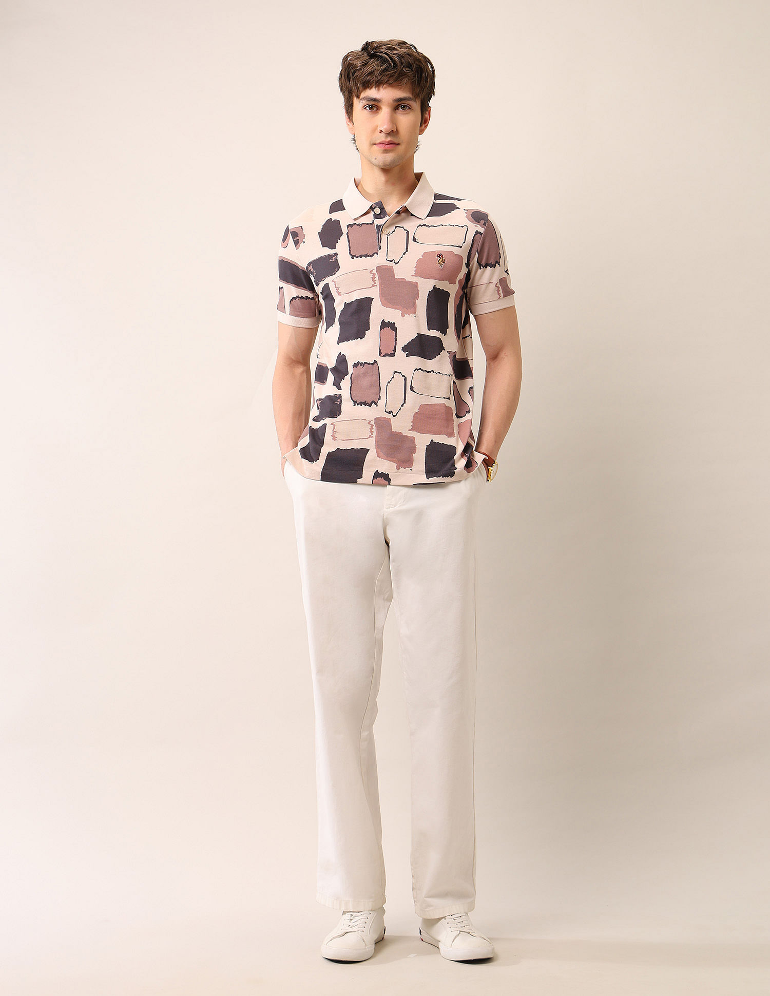 U.S. Polo Assn. Denim Co. Abstract Printed Muscle Fit Polo Shirt