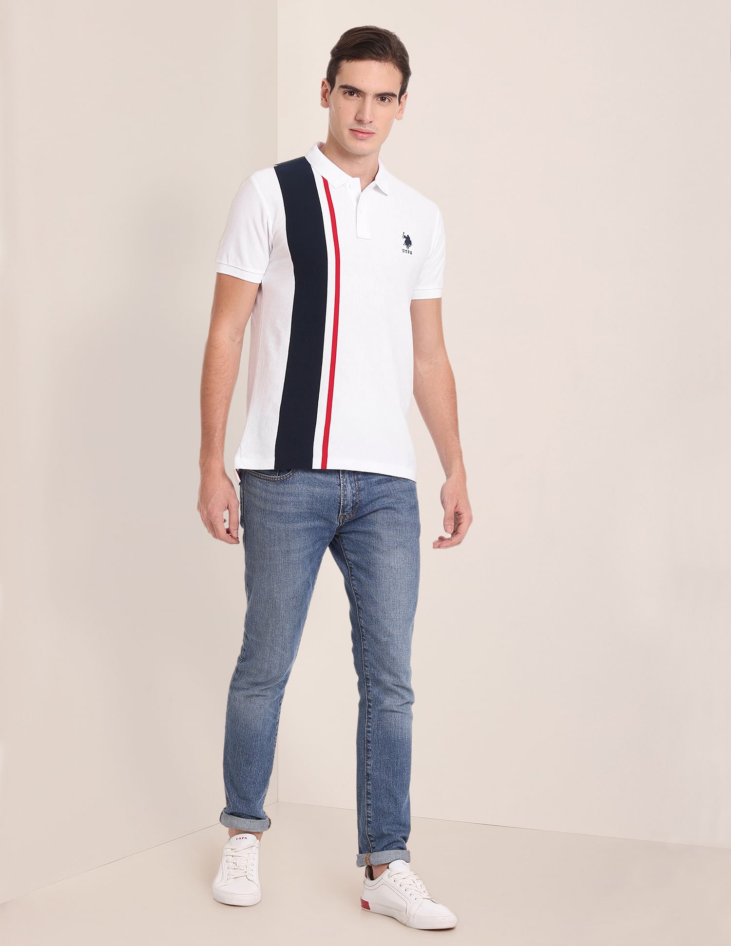 U.S. Polo Assn. Vertical Stripe Slim Fit Polo Shirt