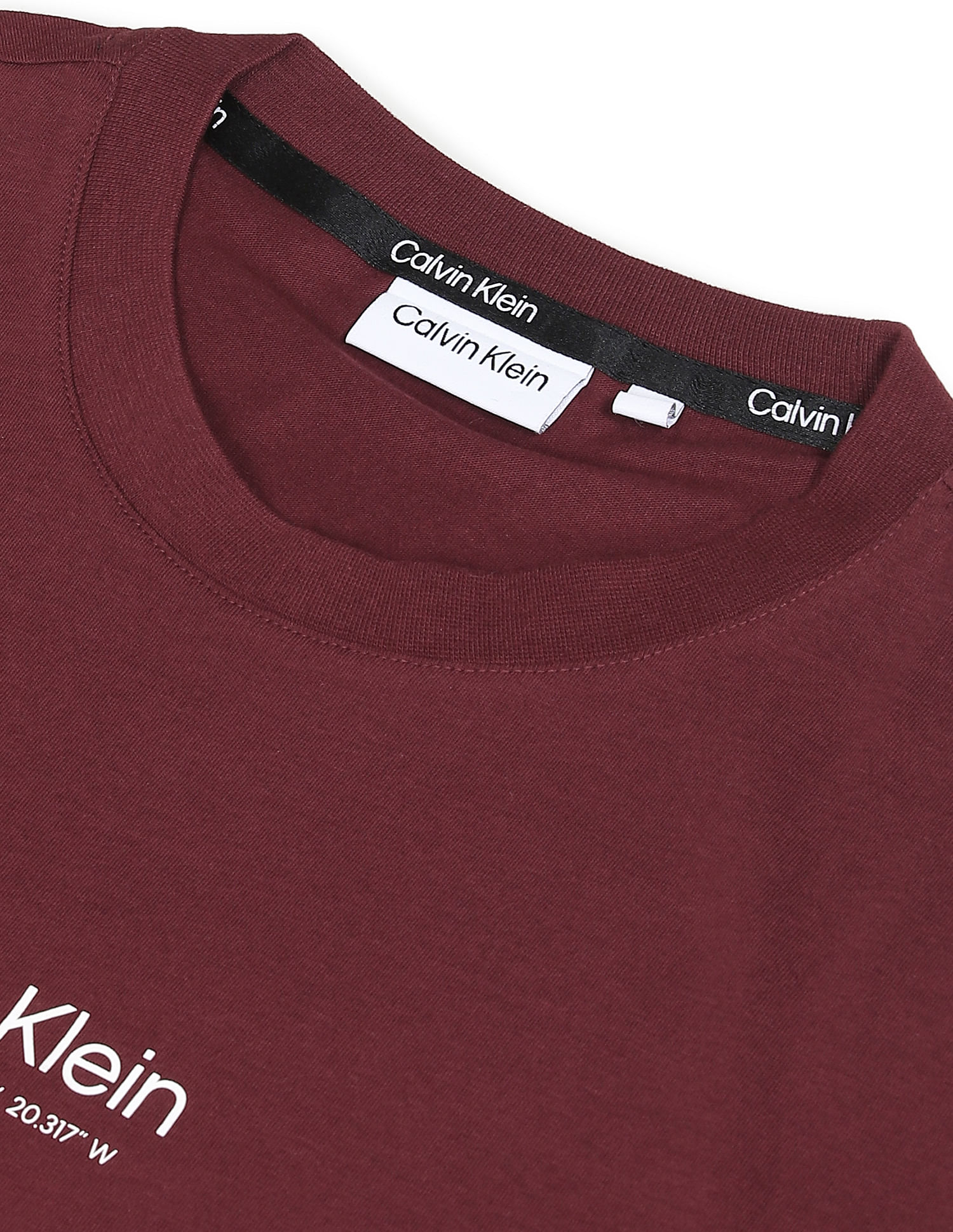 Buy Calvin Klein Men Maroon Pure Cotton Logo Coordinates T Shirt NNNOW