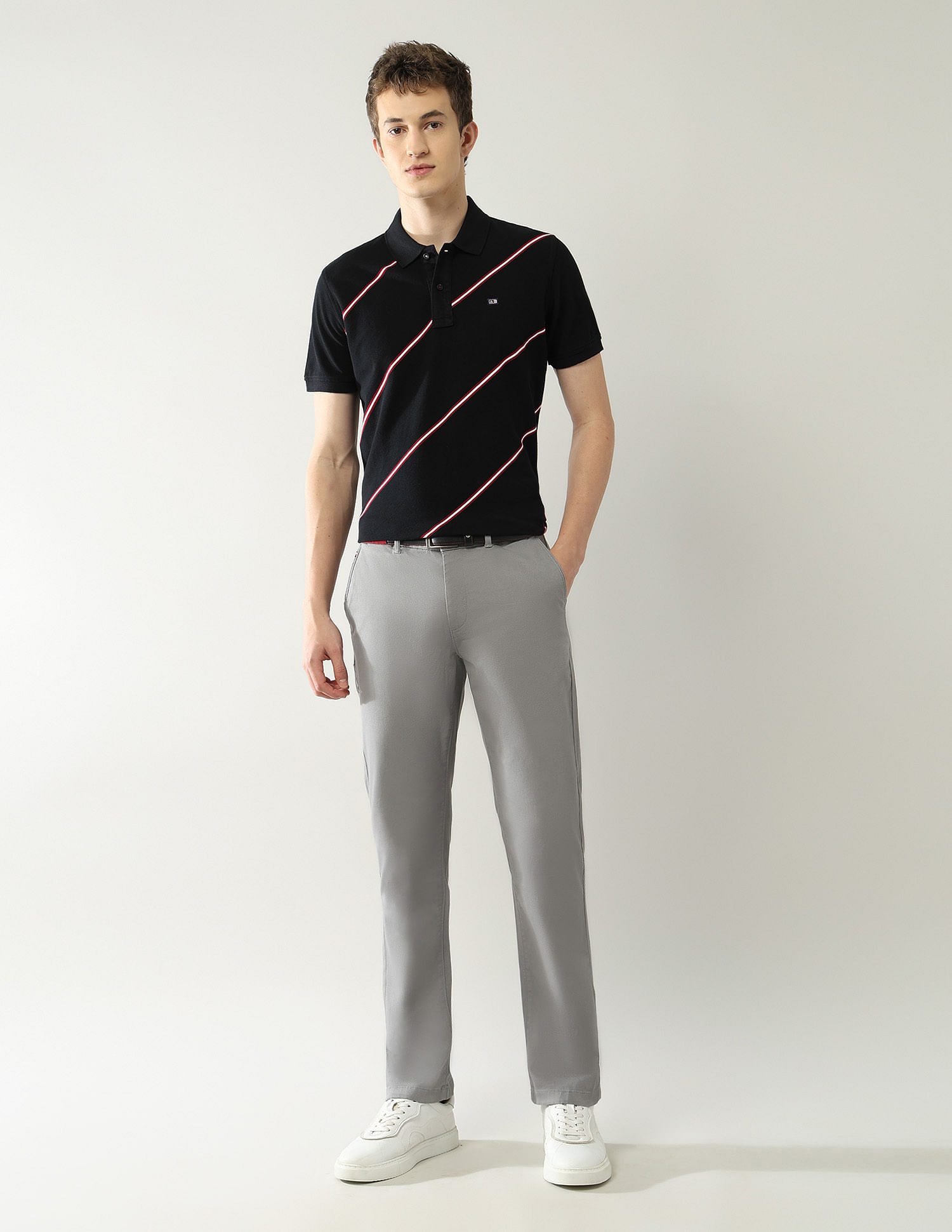 Arrow Sport Diagonal Striped Regular Fit Polo Shirt