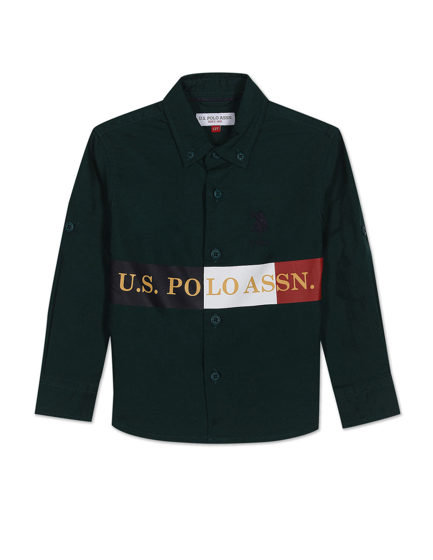 U.S. Polo Assn. Kids Boys Brand Print Cotton Shirt