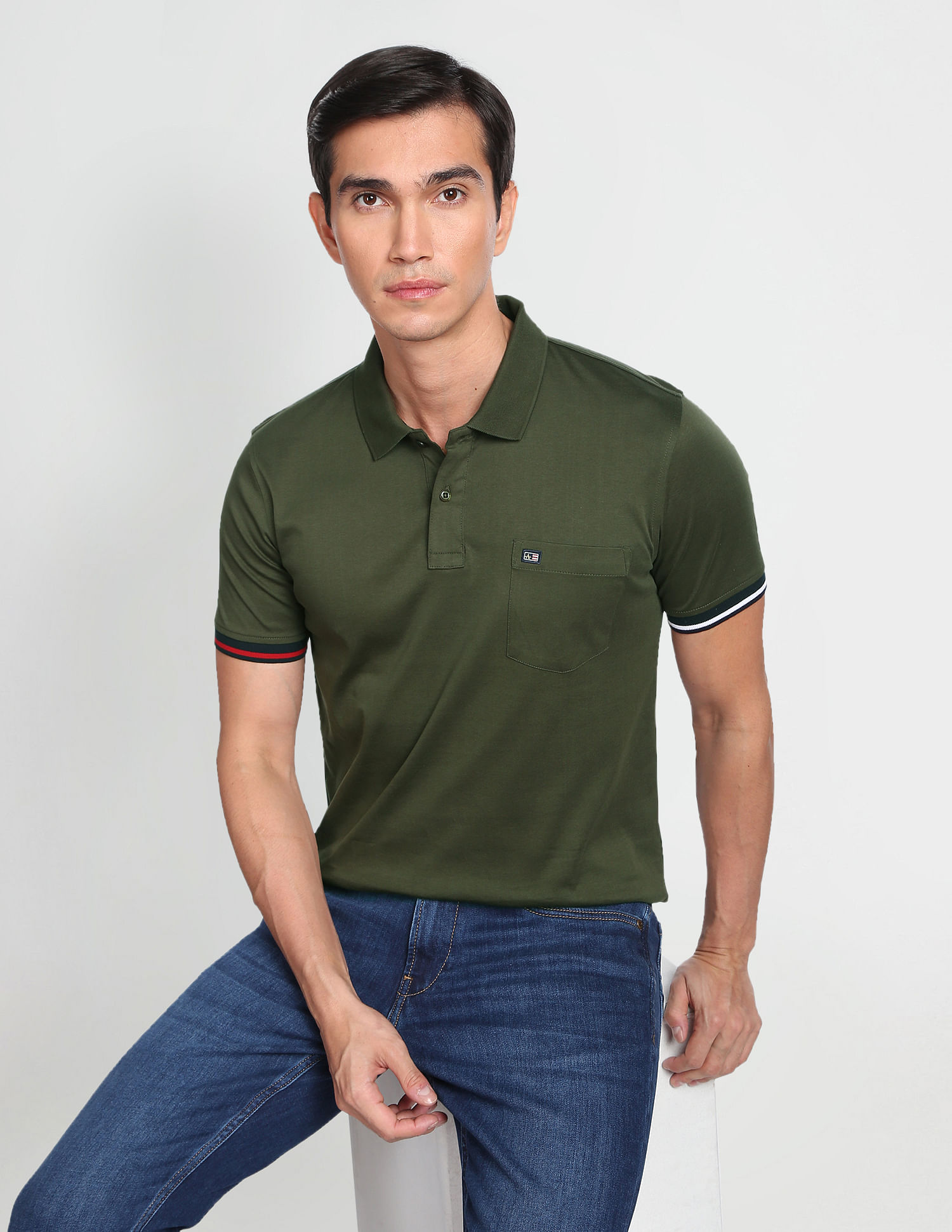 Arrow Sports Chest Pocket Solid Polo Shirt