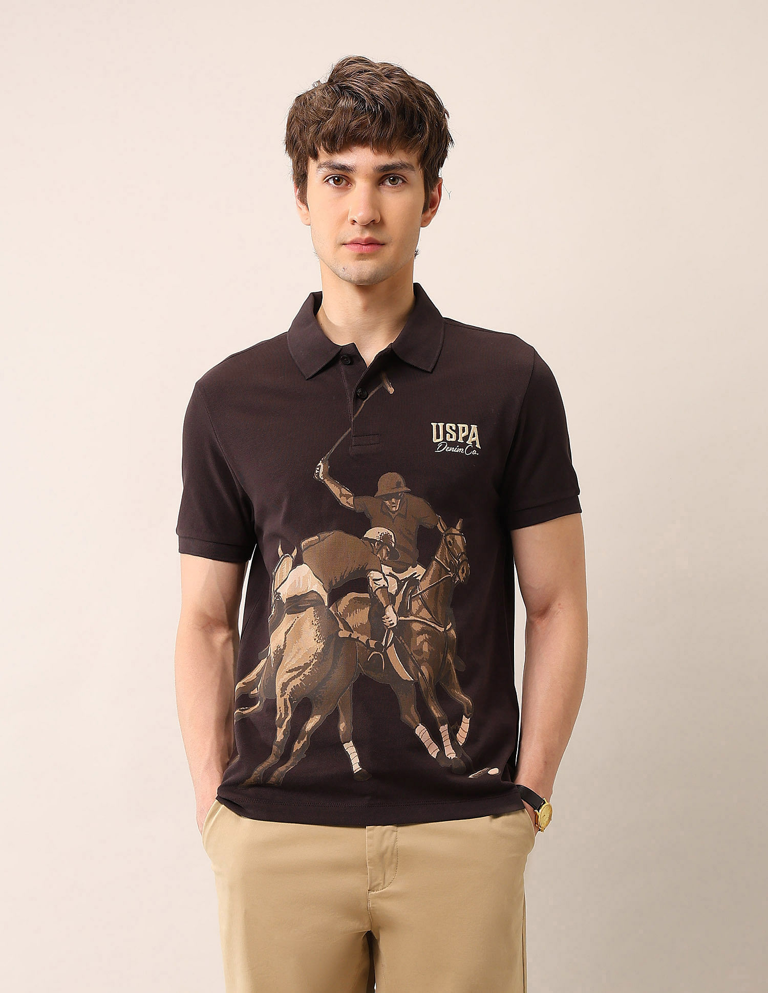 U.S. Polo Assn. Denim Co. Graphic Printed Muscle Fit Polo Shirt
