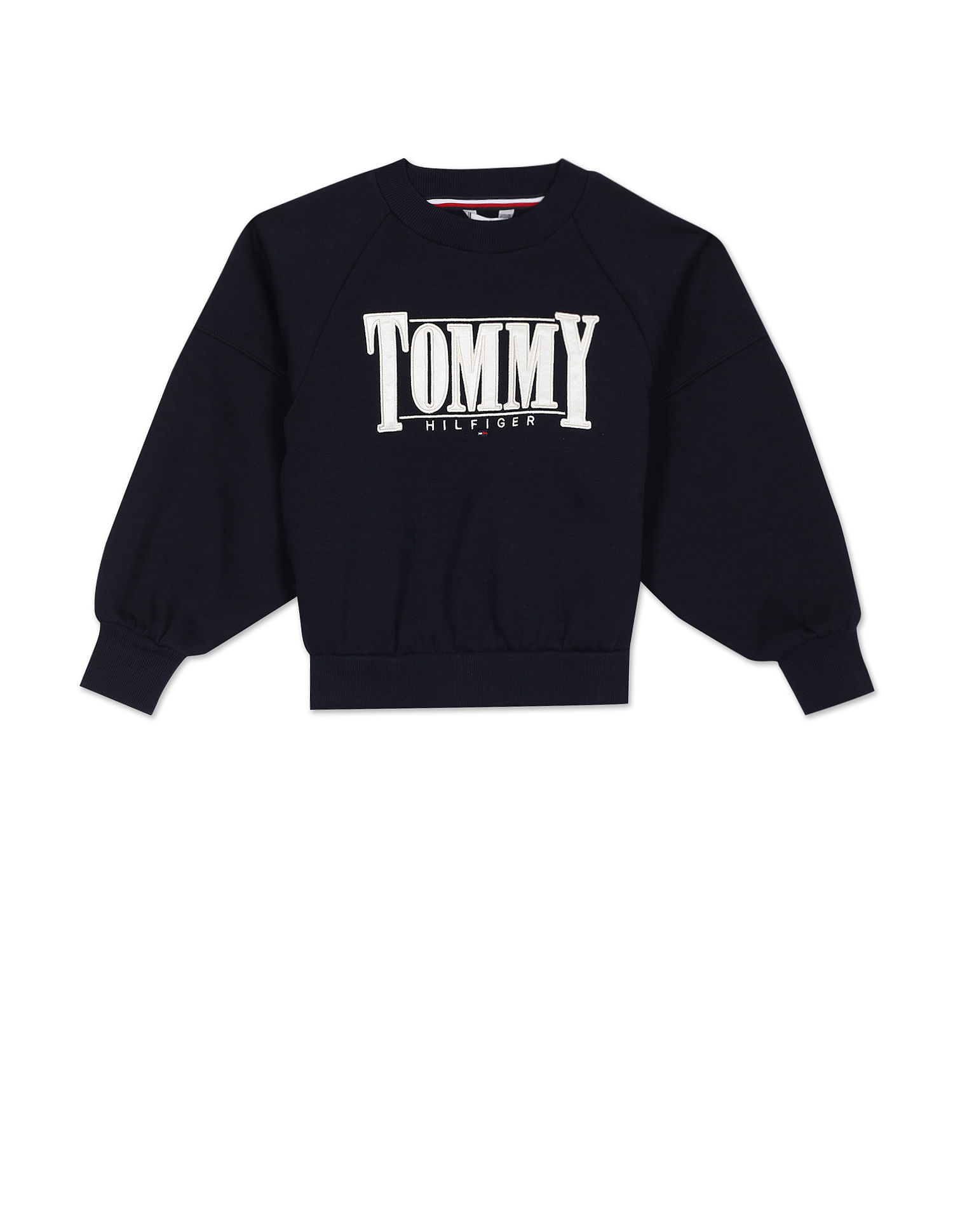 Buy Tommy Hilfiger Kids Girls Peach Sateen Logo Crew Neck Raglan Sleeve  Sweatshirt - NNNOW.com