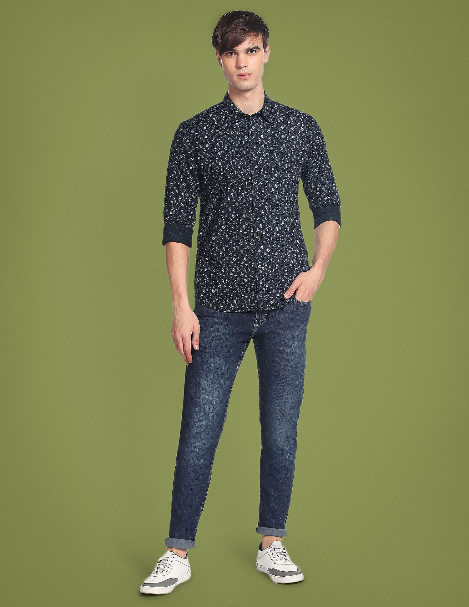 Flying Machine Floral Print Cotton Shirt