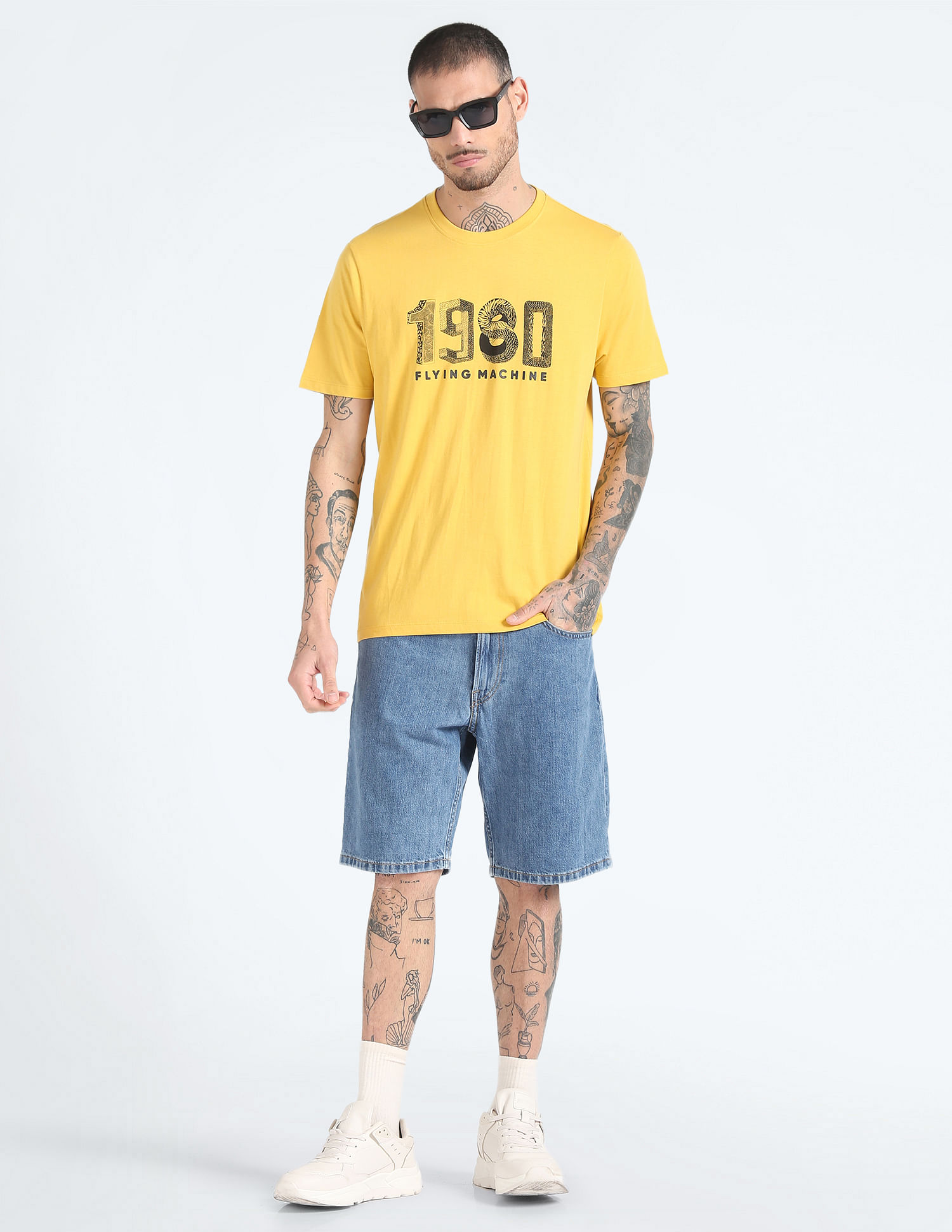 Flying Machine Pure Cotton Brand Print T-Shirt