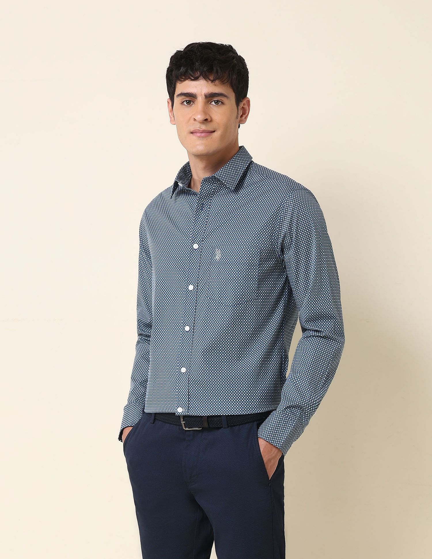U.S. Polo Assn. Geometric Printed Tailored Fit Shirt